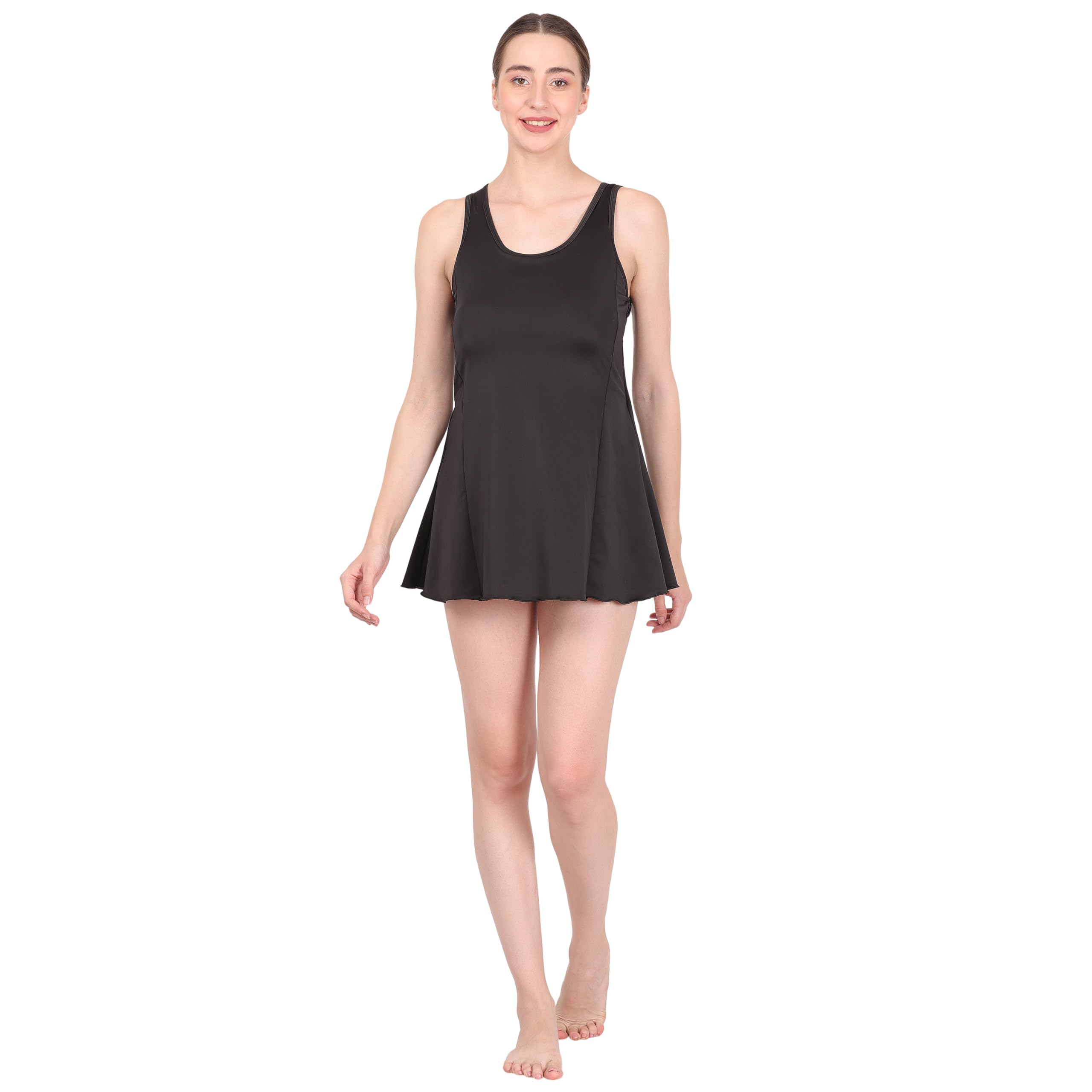 A-Line Solid Single Piece with Attached Bottom Swimwear/Swim Suit for Womens and Girls (Nylon Lycra)-image-27