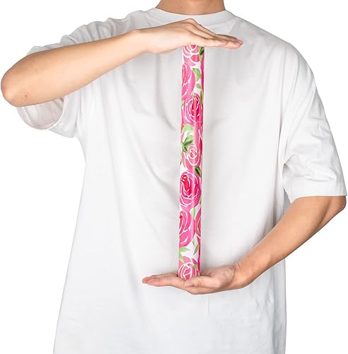 Miniatura 2 de RUSPEPA Rollo de papel de regalo reversible  Mini rollo  Estilo acuarela rosa rosa y patrón de rayas, ideal para el día de la madre, cumpleaños,