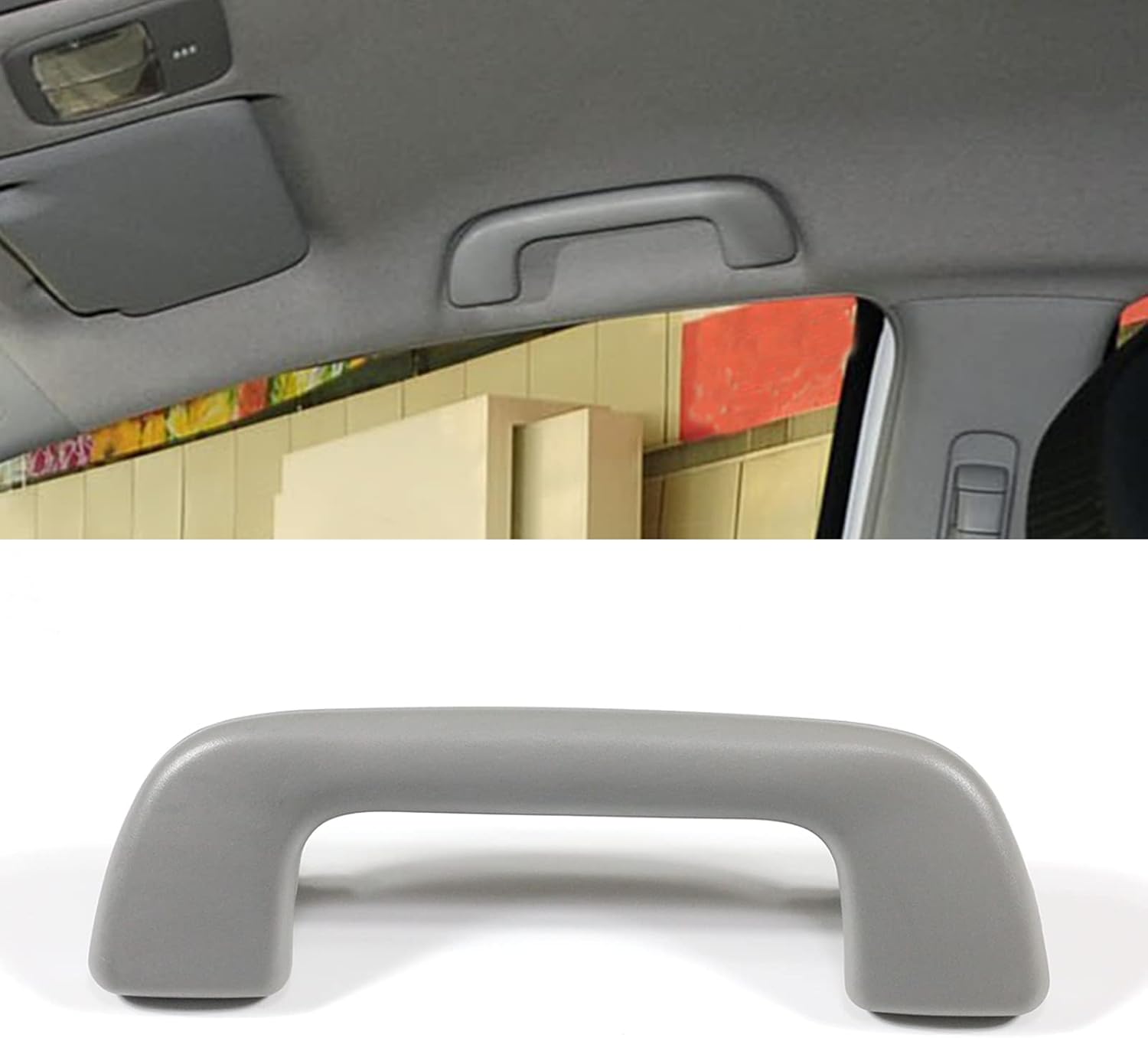 Krobelus Auto Roof Pull Handle Grab Rail Grey with Hook LH