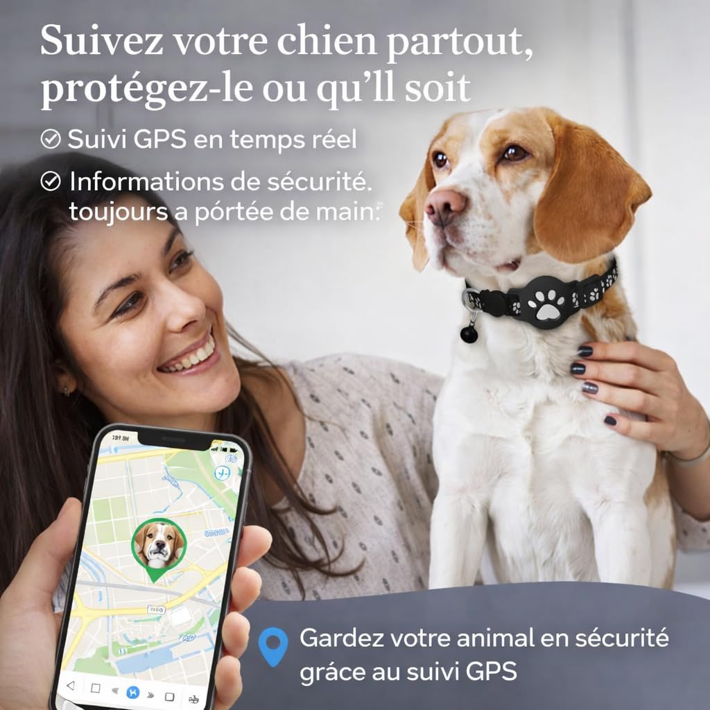 Collier GPS Chat, 2026 Nouveau Traceur GPS Chat Tracker, sans Carte SIM, sans Abonnement Mensuel, Localisation Temps Réel, Imperméable et Durable (Nior) - 4