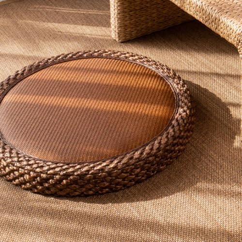 Table basse en rotin stable pour petits salons avec coussin de sol