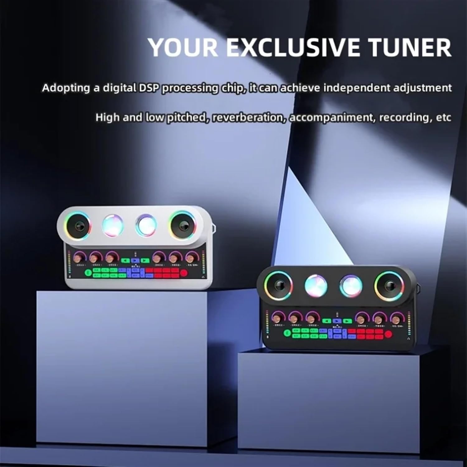 LIAMOS Live Broadcast Sound Card Au-dio Integrated Machine Home KTV Device Colorful Change of Voice with Mic for Phone,Strong Compatibility(S20 White Package 1)