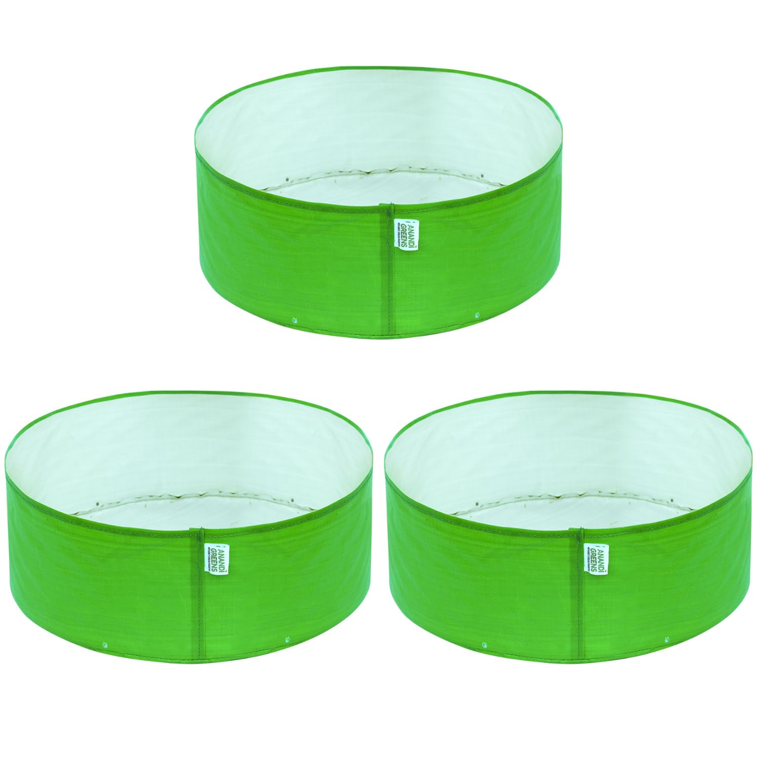 Anandi Green's HDPE UV-Protected 260 GSM Round Green Colour Plant Bags Suitable for Terrace and Vegetable Gardening 18x9 INCH Pack of 3 Plant Bags.