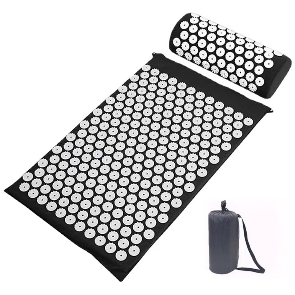 KROSTY Professional yoga exercise mat, fitness exercise mat with tote bag, home yoga mat, gym exercise mat, massage acupressure yoga mat set, massage mat for relaxation and pain relief.