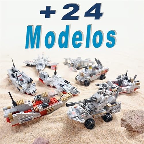 +1.000 Peças Blocos de Montar Mega Navio + Mega Robô + 24 Veículos de Combate e Guerra