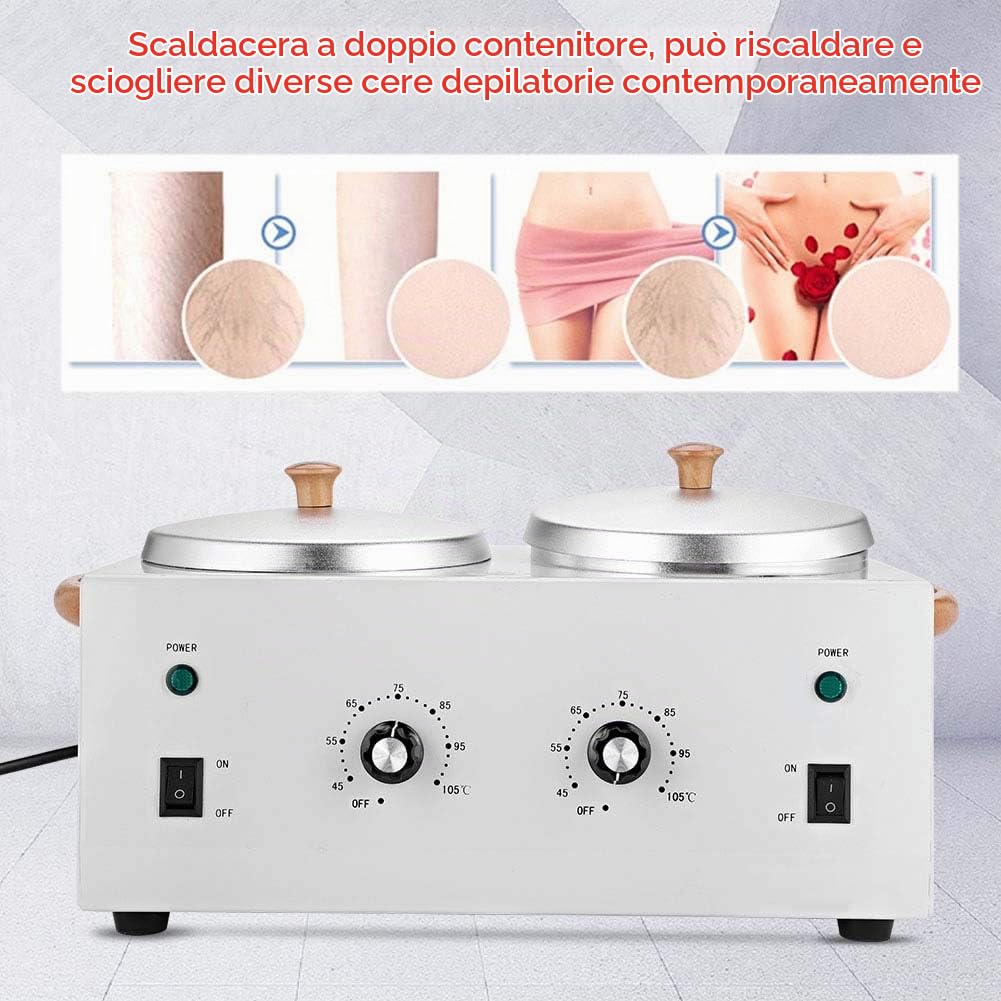 Riscaldatore di Cera Elettrico Caldo, Scaldacera Elettrico Rimozione, Macchina per Lo Scioglimento Della Cera Riscaldatore di Cera Depilatoria a Doppia Pentola per Salone di