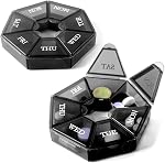 Deke Home - Petit organisateur hebdomadaire de pilules (2 Pack), distributeur de pilules rondes pour le voyage, Mini Organisateur de pilules, Porte-médicaments compacts, Trieurs de pilule 7 Jours, Conteneur de vitamine portable, BPA Gratuit (catégorie alimentaire)