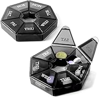 Vista 11 de Pastillero portátil de 7 caras, planificador de medicamentos, estuche pequeño (contenedor semanal de siete días) para medicamentos, cajas de soporte