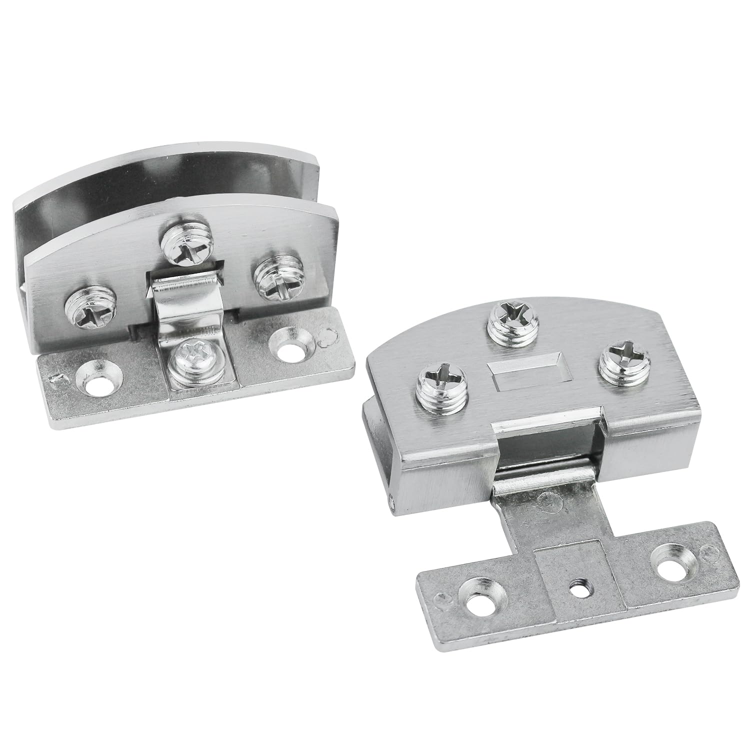 SUUJI Cabinet Glass Door Hinge,2 Pcs 90 Degrees Frameless Glass Door Hinge,Bathroom Display Cabinet Glass Clip Showcase Wine Cabinet Clamp Gate Hinge Without Drilling (Silver)