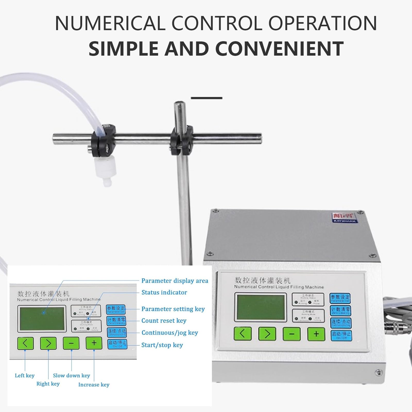 Llenadora de Acero Inoxidable, llenadora automática de líquidos, Boquilla única G11A, Panel de Control Digital, 3,2 l/min, para líquidos Muy diluidos.