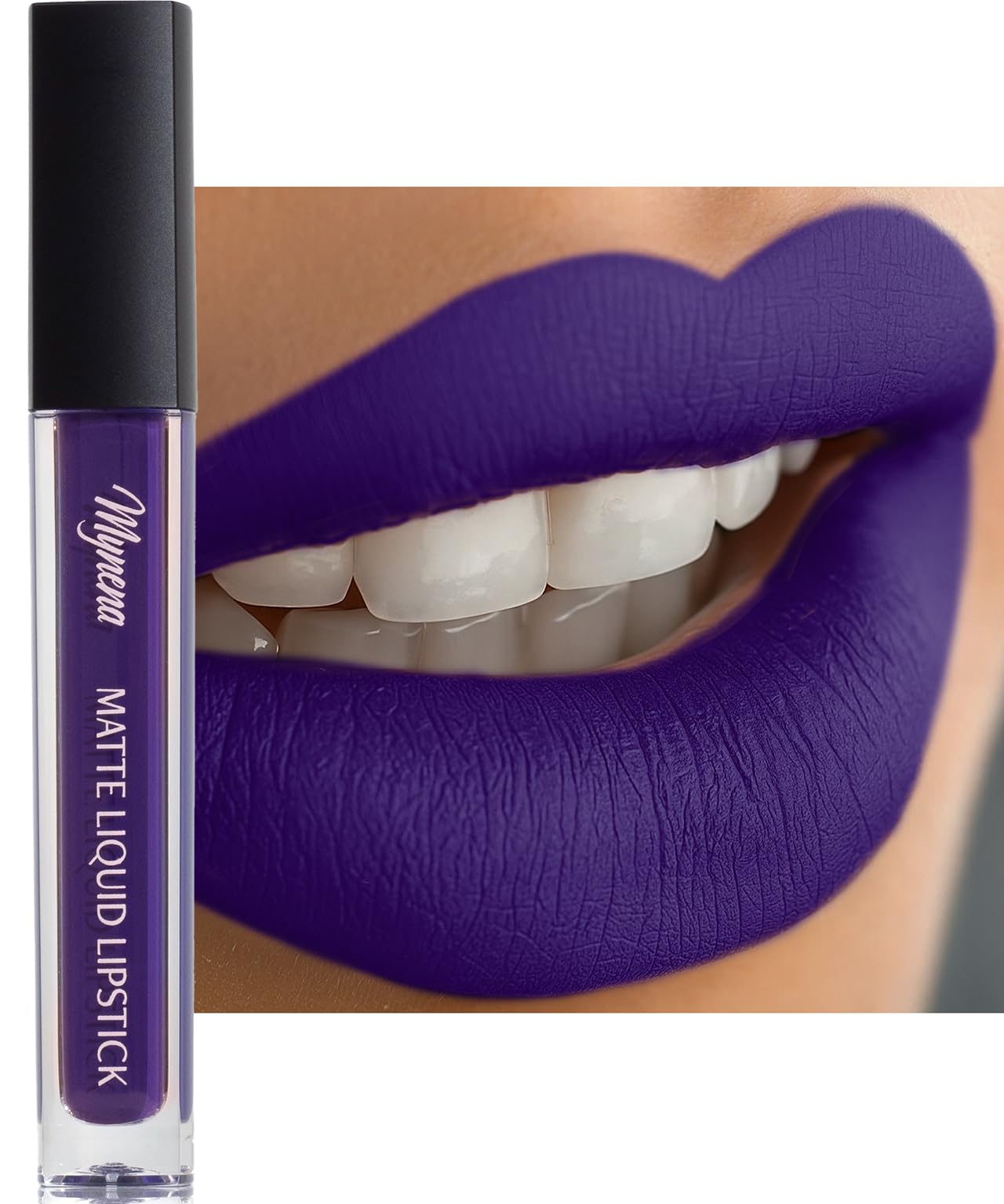 Mynena Bright Violet Purple Matte Liquid Lipstick | Long-Lasting Comfort | Smudge-Proof Transfer-Resistant | Full Coverage Non-Drying | Vegan & Cruelty-Free | All-Day Wear Lip Color | Violet