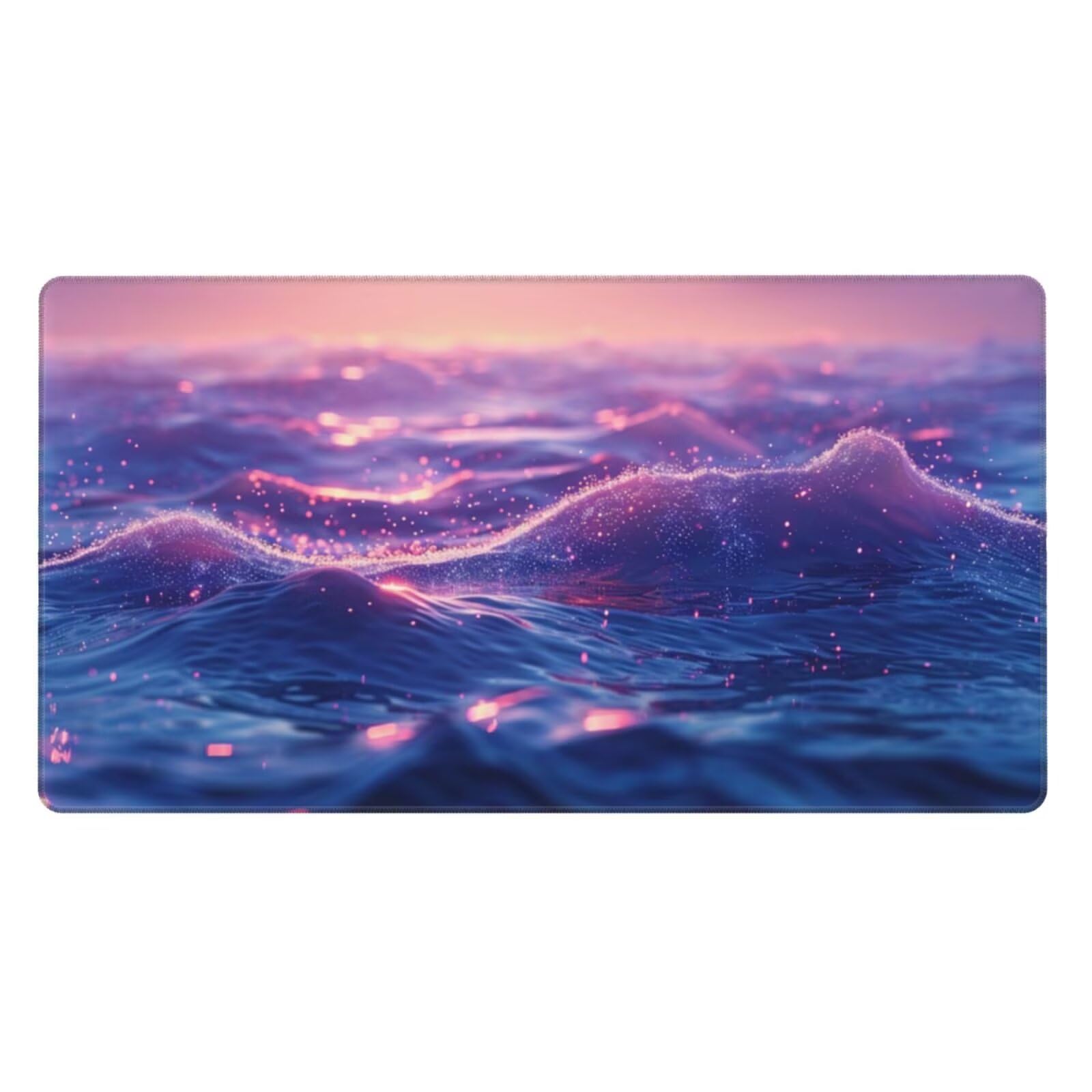 Alfombrilla de Ratón Gaming Grande XXL 1400x600x4mm con Bordes Cosidos, Tela de Micro Tejido, Base de Goma Antideslizante y Mouse Pad, para Teclado Escritorio, Oficina Superficie Del Mar Púrpura Y6386