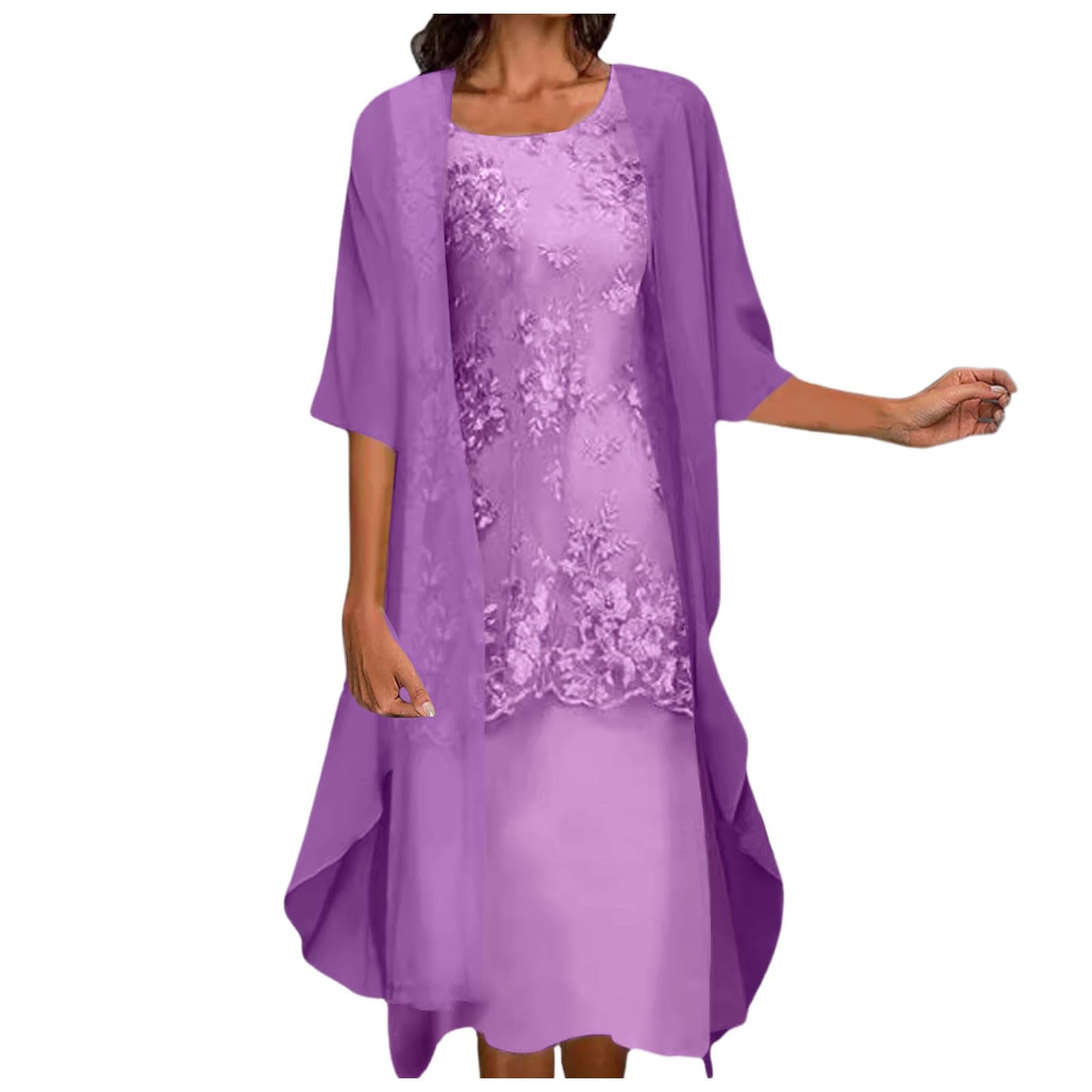 Robe Décontractée Élégante pour Femmes avec et Cardigan en Mousseline de Soie - Ensemble Deux Pièces Tendance