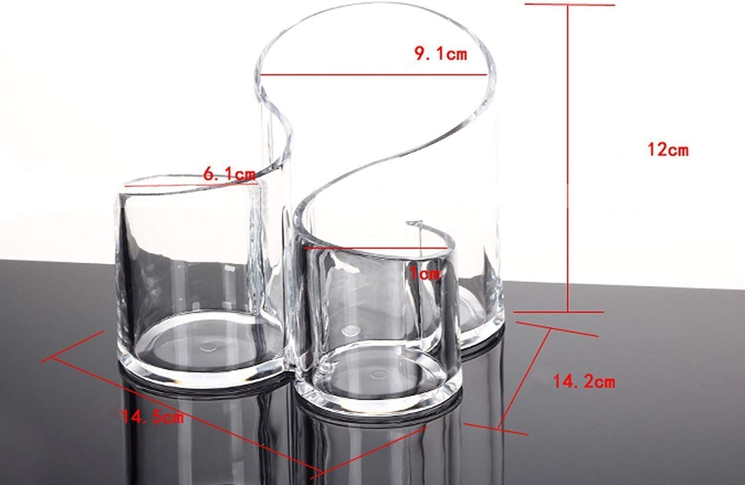 Feinerman Acrylic Makeup Brush Holder & Beauty Storage Organizer for Dressing Table β Clear 3 Compartments Cosmetic Storage Holder for Brushes, Lipsticks, and More 3