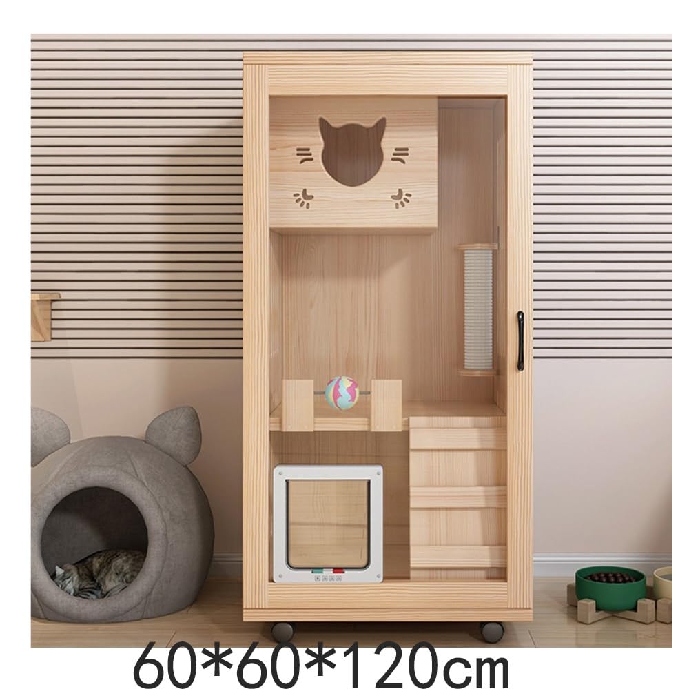 villa per gatti Elegante gabbietta for gatti panoramica Premium Cat Villa, grande gabbia for da interno Per interni