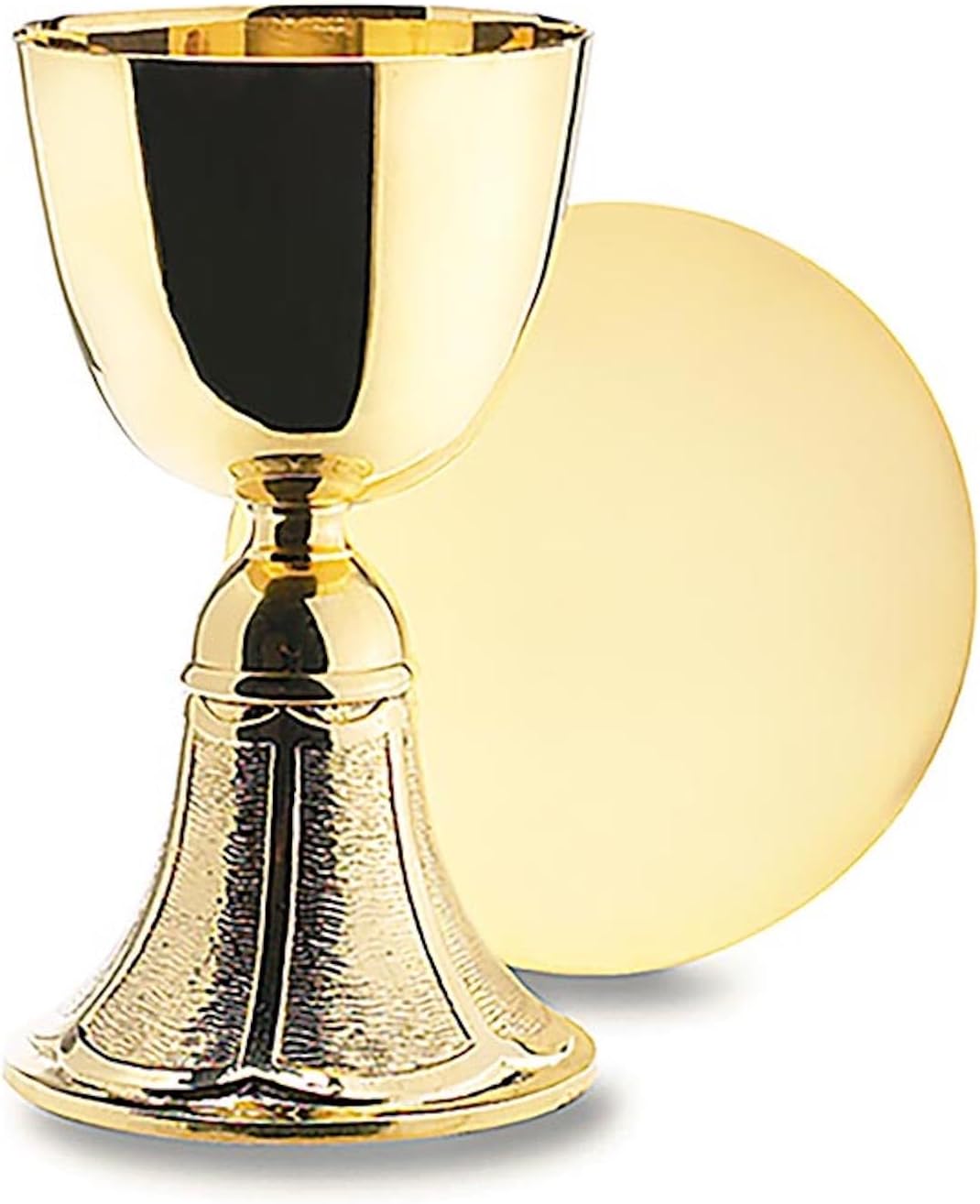 Church Gold Plated Brass Chalice & Paten, 12 Ounce, Classic | Holds 30 Hosts, Home Communion, Eucharistic Ministers