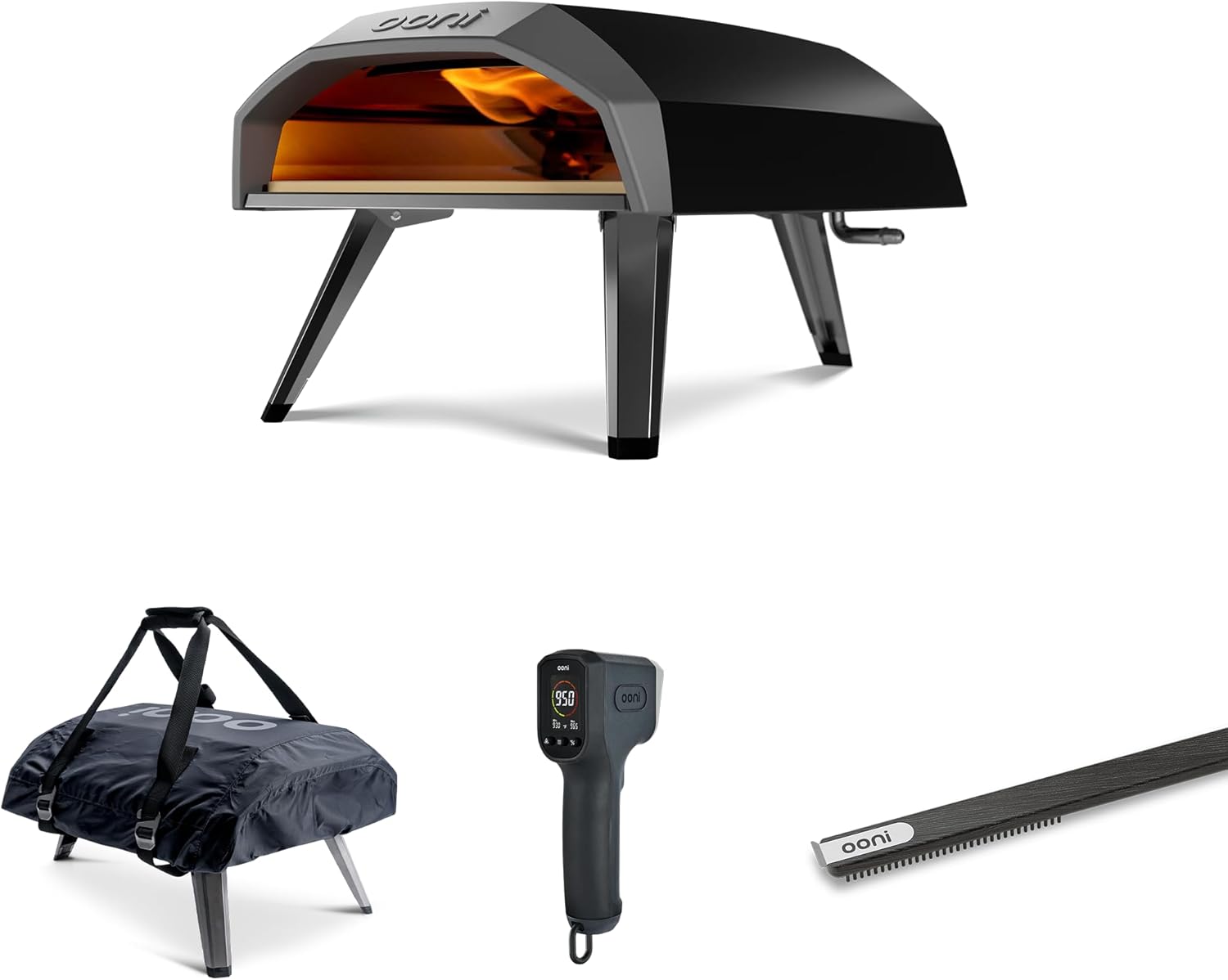 Ooni Koda 12 Outdoor Gas Pizza Oven Bundle - Includes Pizza Oven Cover, Oven Brush and Infrared Thermometer