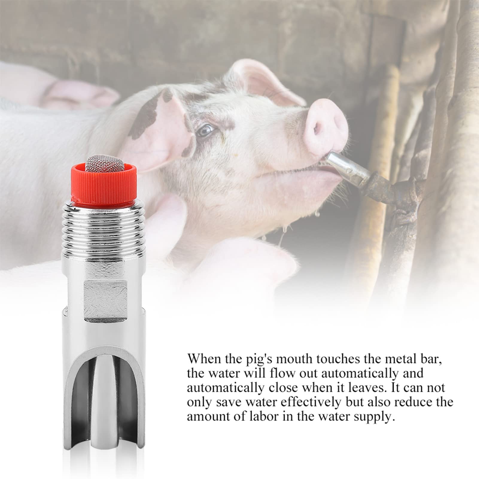 Garosa Abbeveratoio Automatico per Maiali in Acciaio Inox 75x21mm, Bevitore a Capezzolo per Suini, Bovini e Anatre, Idrico Automatico per Animali, 5 Pezzi