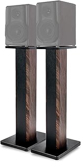 BQKOZFIN 31.5 inch(80cm) Wood Speaker Stands, 1 Pair, Stands for Home-Cinema HiFi Bookshelf Box and Satellite Speakers Wood Grain Enhanced Audio Listening Experience for Home Theaters