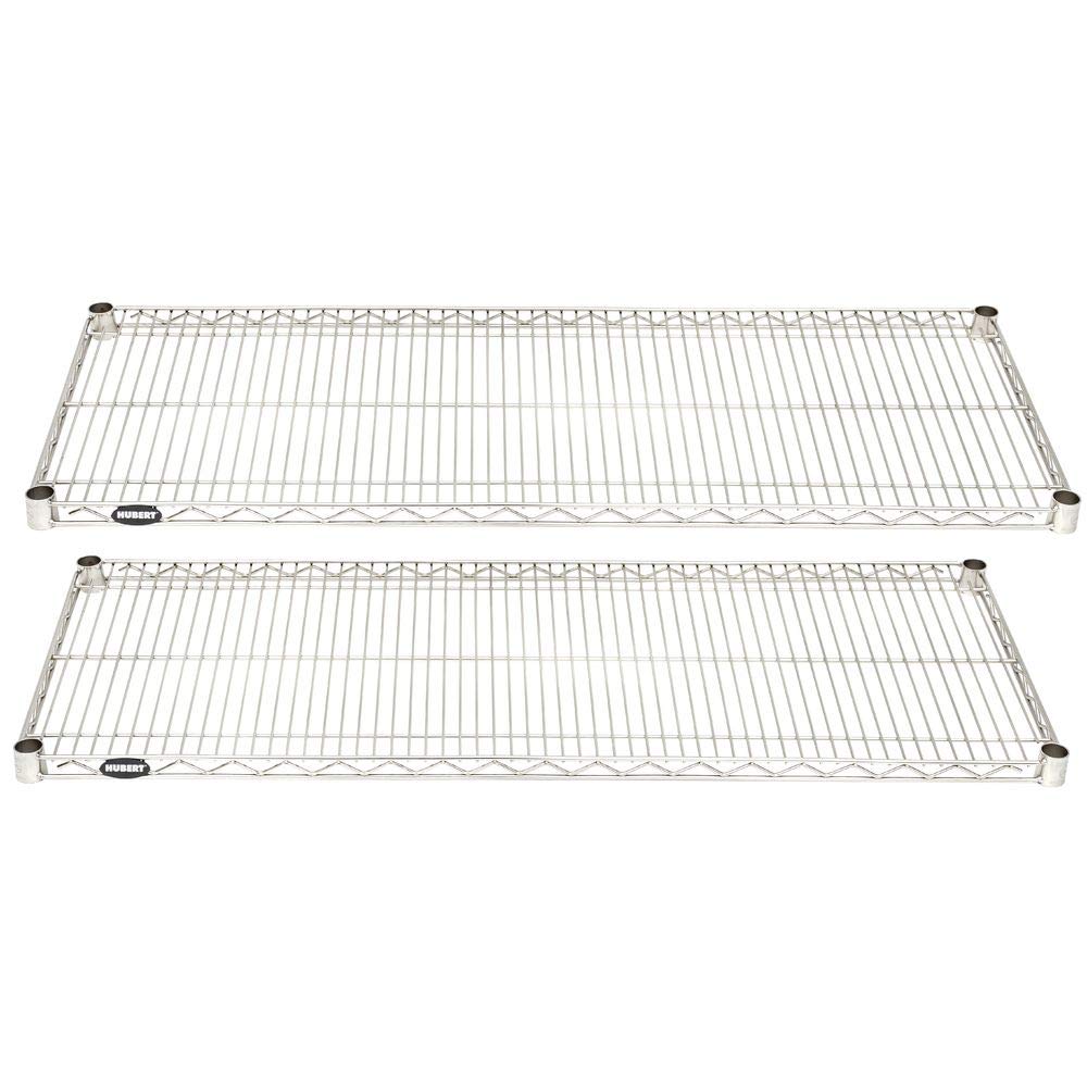 Soft Silver Wire Shelf Pack - 48" L x 18" D x 1" H by HUBERT – Alloy Steel, Silver, Pack of 2, Model A1848-TA