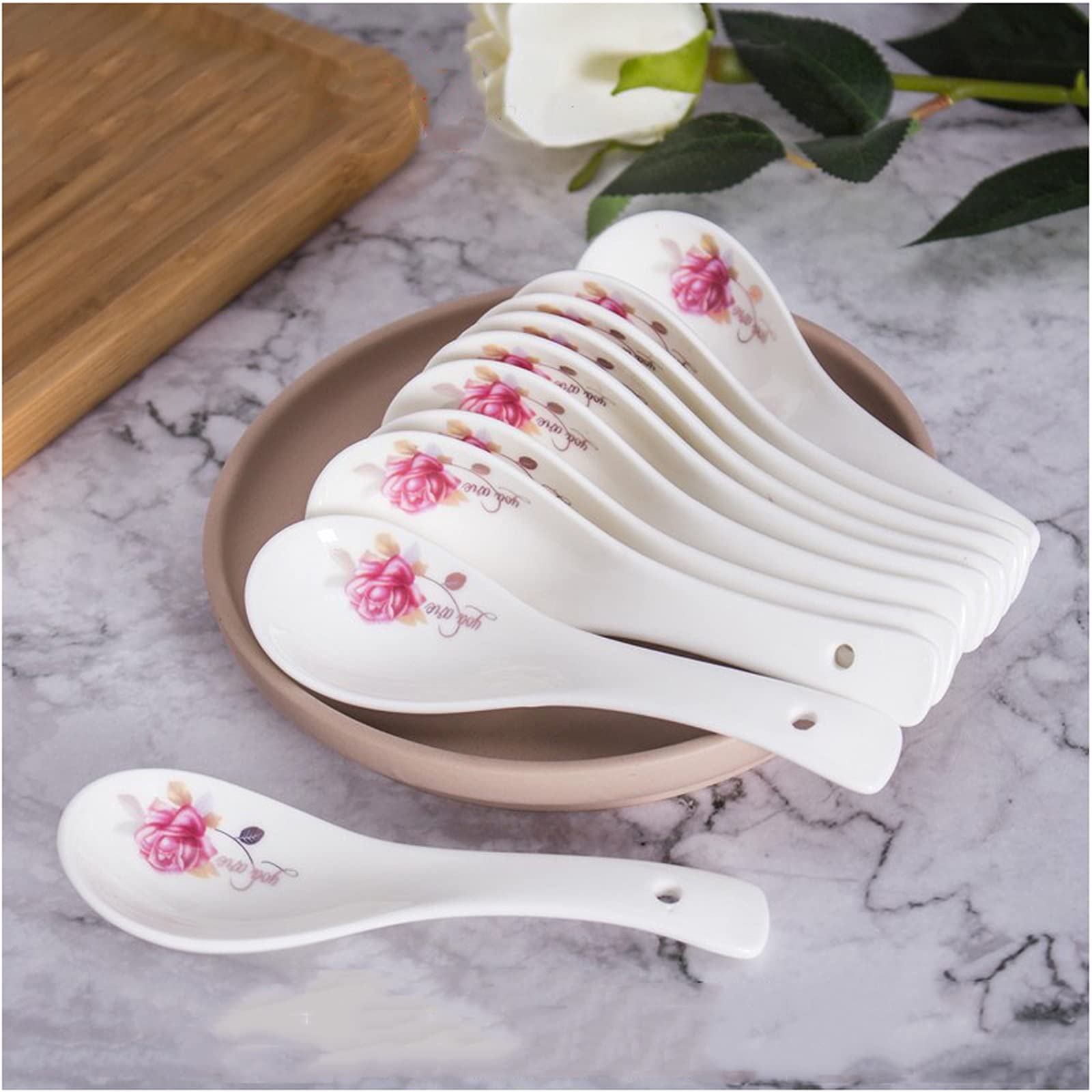 Cuillères Spions en céramique Spômes de Porcelaine Domestique et cuillères 10 pièces pour Cuisson, Servir et Remuer (Color : B, Size : 50 Pieces)