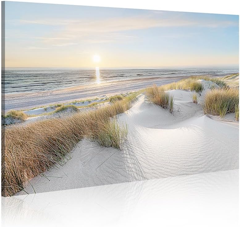 WALLSUP DECOR Ocean Pier Canvas Wall Art: Coastal Picture Sunset Seascape Painting Beach Artwork Sea Prints for Bathroom Living Room Home Office