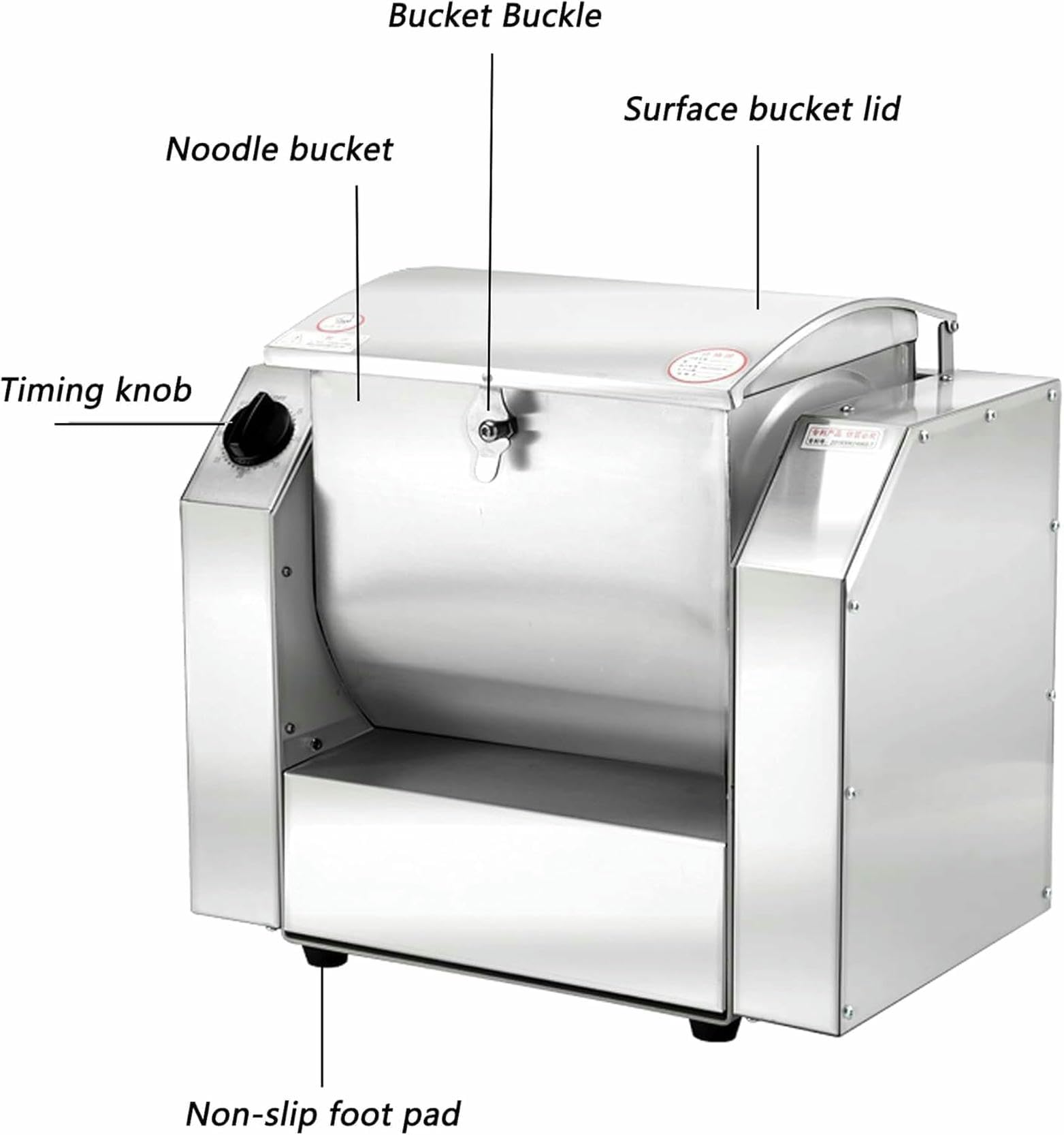 Miscelatore Di Farina Con 3 Kg Di Capacità Di Impasto, Miscelatore Di Massa In Acciaio Inossidabile 1100 W Con Funzione Di Temporizzazione, 30 Kg/h, Livello Di Rumore Basso, Miscelatore Di Massa Merci