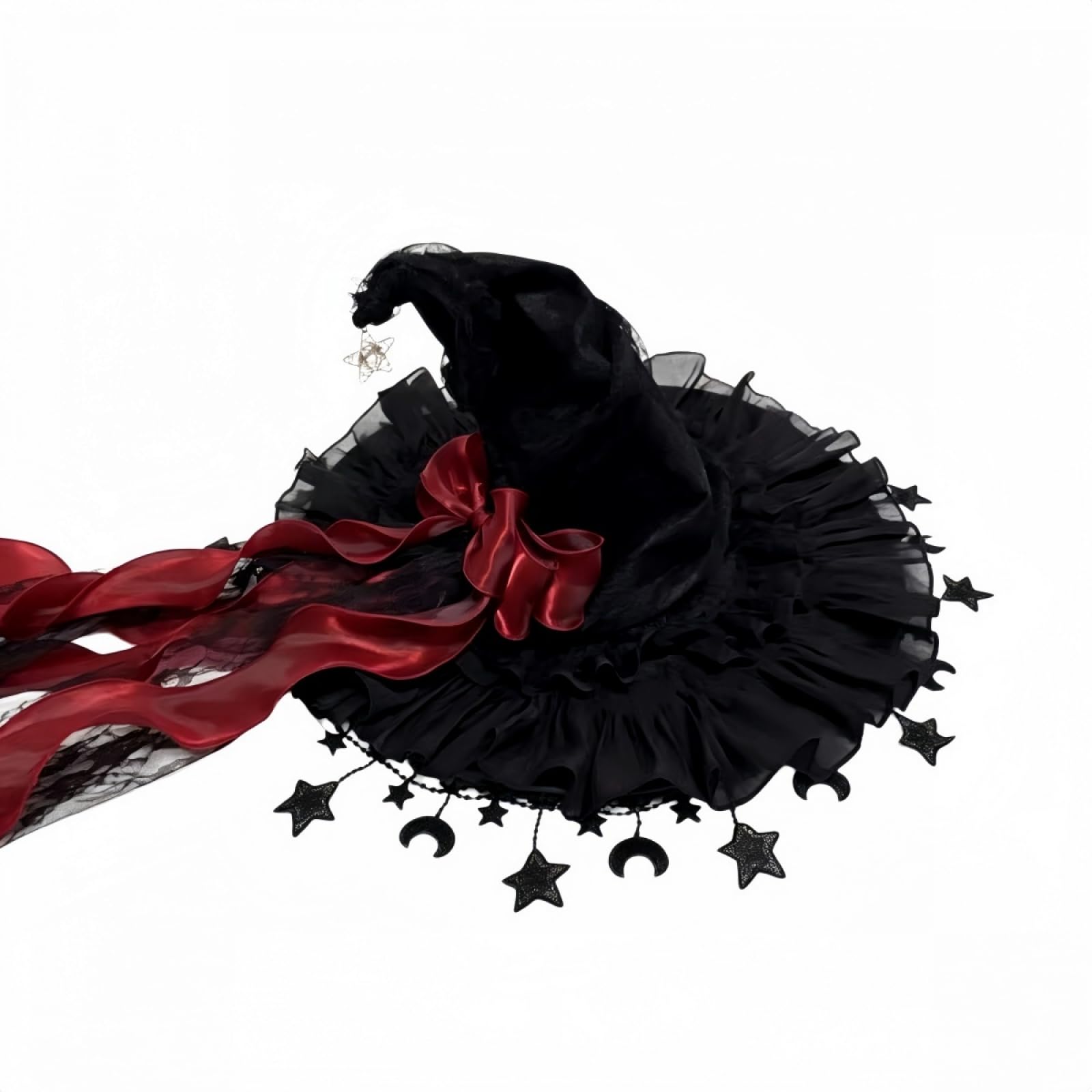 Kajoeiae Witch Hat for Women Gothic Wizard Hat for Adult Halloween Costume Accessory (Red, M)