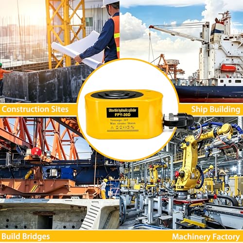 Image of Jooptoolwook 30T Multi-Section Low Profile Hydraulic Ram Jack, 2.13 inch Stroke Portable Mini Hydraulic Lifting Cylinder for Machinery, Bridge & Construction Industry
