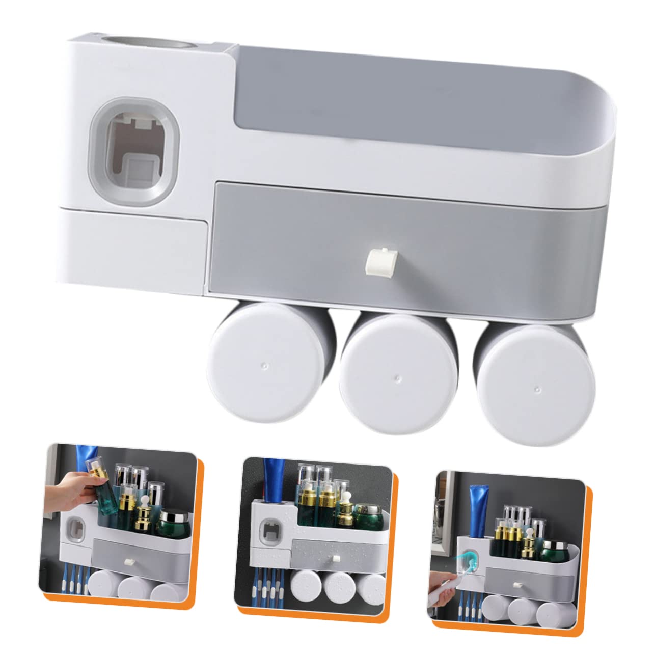 Porta Spazzolini Da Bagno Parete Con Bicchieri Organizzatore Senza Design Pratico e Resistente Spazio Di Archiviazione Ottimizzato Per Dentifricio e Spazzolini Facile Installazione