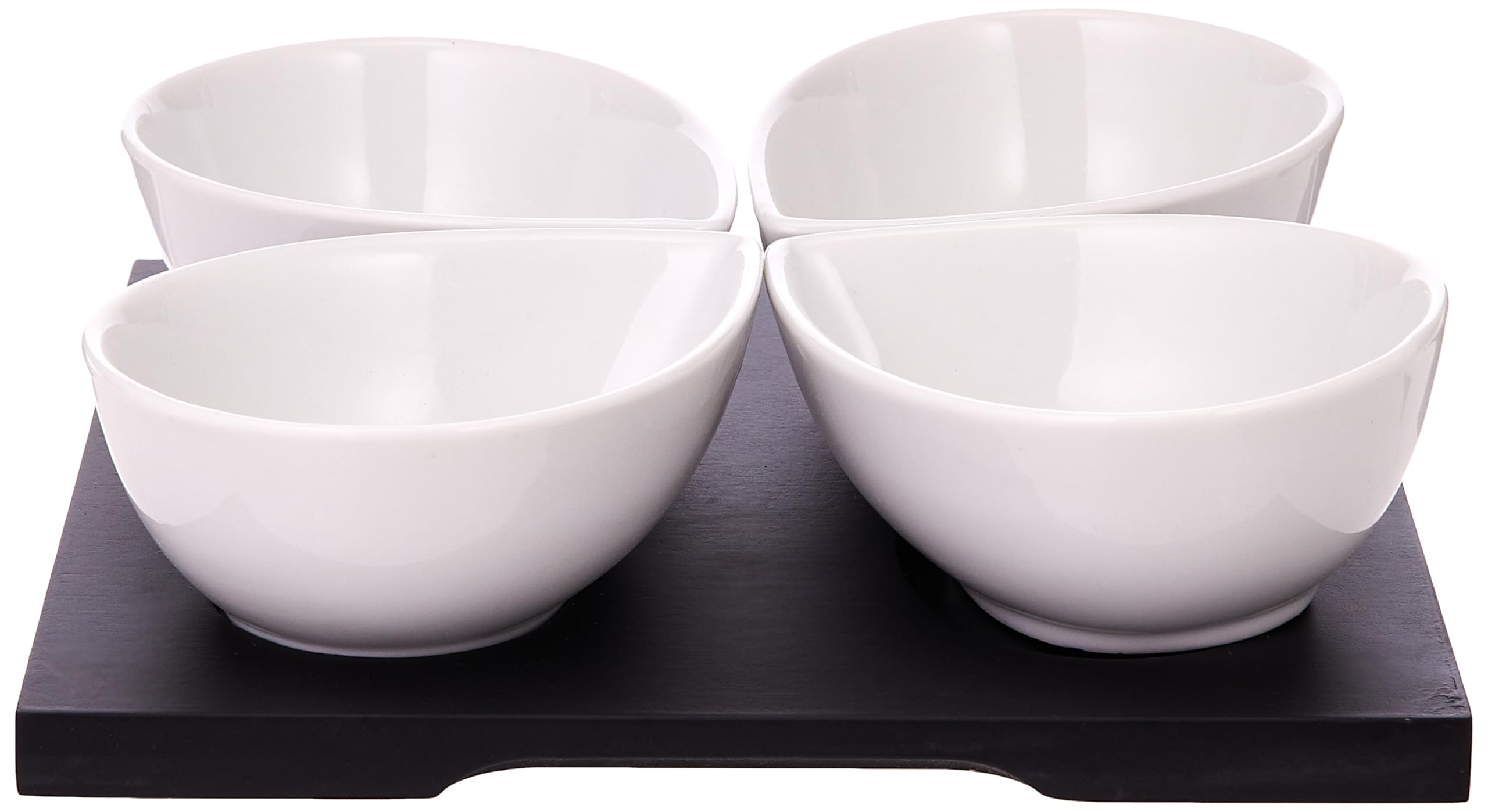 Harmony 2724623287195 Mdf Snack Bowl With Tray Set Of 5, White