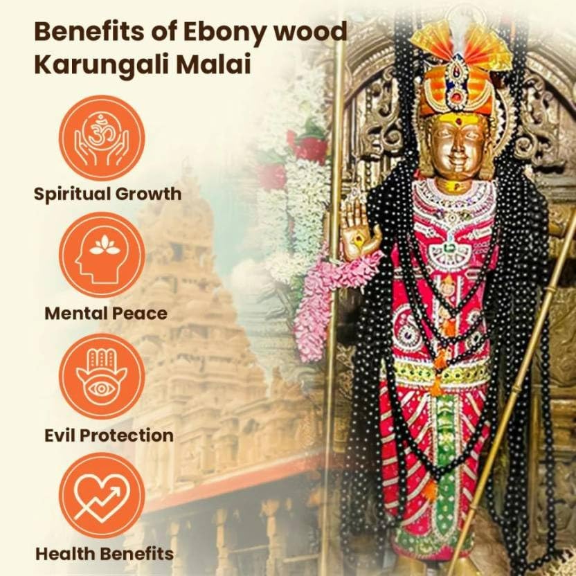 Image of Original Karungali Mala 54 Beads with OM Shiva Trishool Pendant | Govt. Lab Tested Natural Black Ebony Wood | Silver Capped Spiritual Prayer Necklace for Men & Women