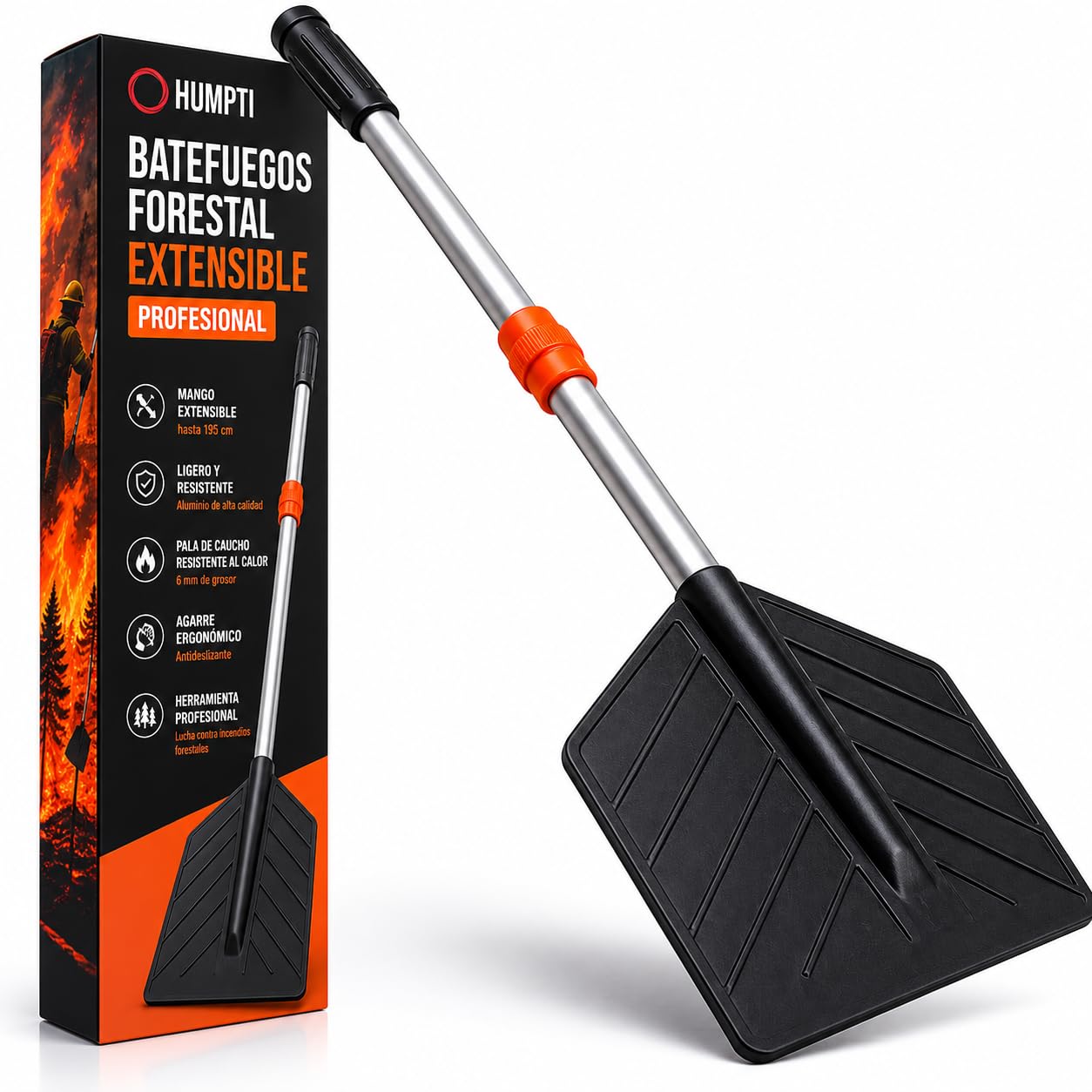 Batefuegos Forestal Extensible HUMPTI Guard Fire, Pala Apagafuegos, Batefuego Forestal Contra Incendios Forestales y Hogar, Alternativa a Extintor Para Casa y Coche, Bate Fuegos Kit Emergencia
