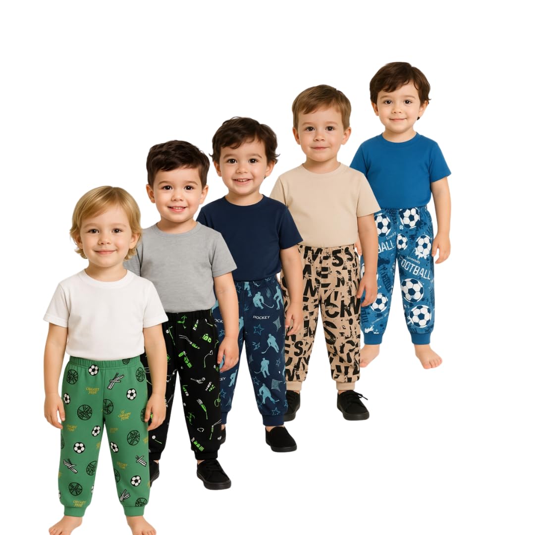 Cotton Pyjamas with All Over Print for Baby Boys Unisex (Bright Colors)(Regular Fit)(Pack of 5)-image-1
