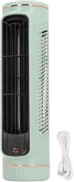 TOPINCN Desk Bladeless Fan, Quiet Desktop Fan Bladeless with 3 Cooling Speeds, Rechargeable Table Cooling Fan for Bedroom Office Home Outdoor, Tower Fan Cooling Fan Green