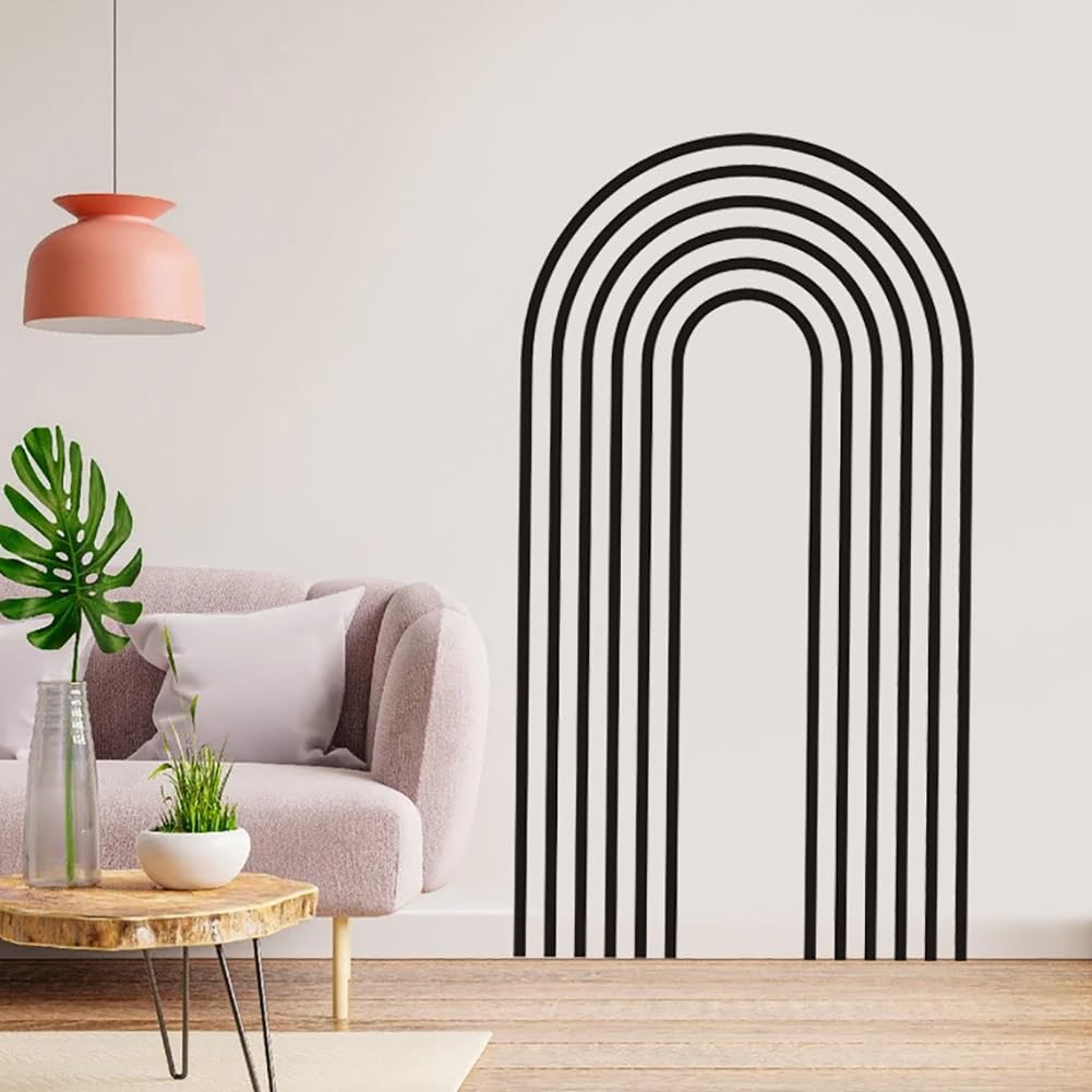 AVCULT Arch Wall Decals Rainbow Wall Sticker Black Wall Decal Geometric Unique Shape Removable Peel And Stick Wall Stickers Simple Murals Self-Adhesive