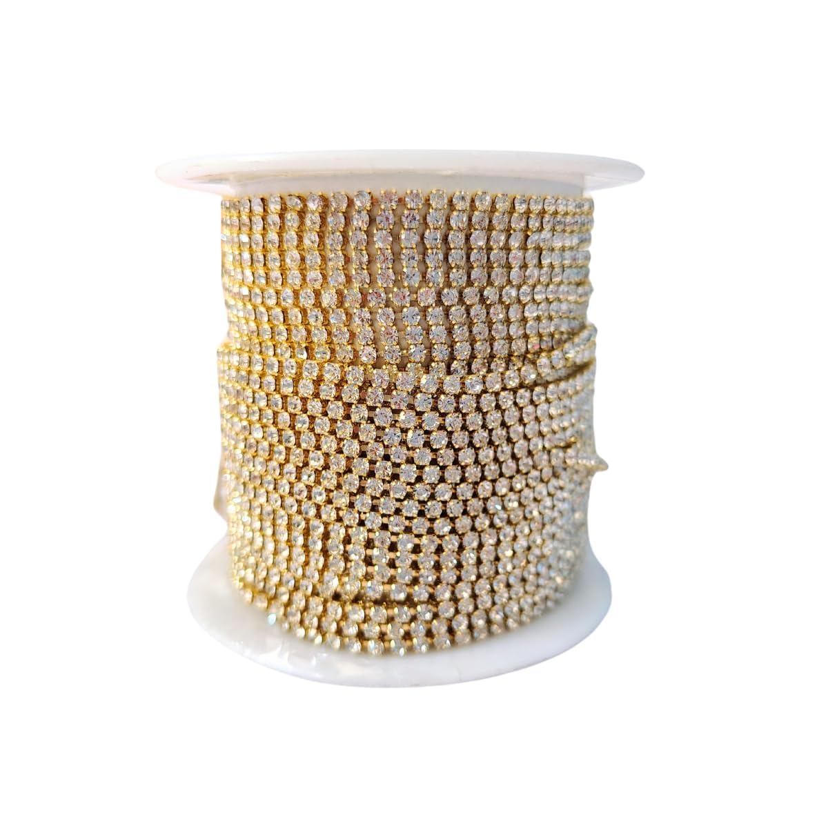 Stone Chain White Stone/Gold Base 2mm Size - Jewellery Making, Maggam Work, Silk Thread Bangles, Aari Embroidery Work, for Saree and Lehanga (Pack of 5 Meters)-image-43