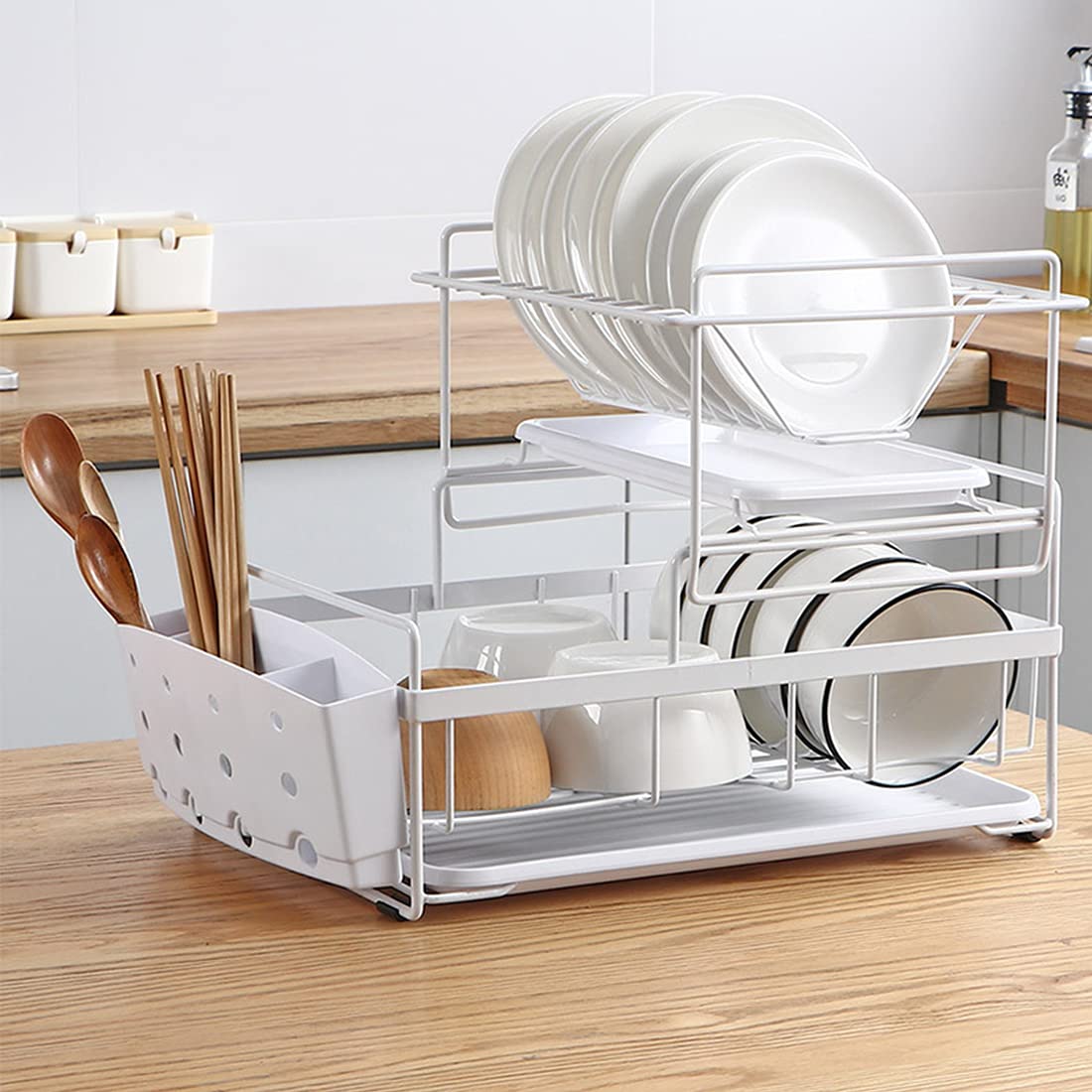 Feibrand Dish Rack Sink Drying Kitchen Metal Drainer Rack 2 Tier
