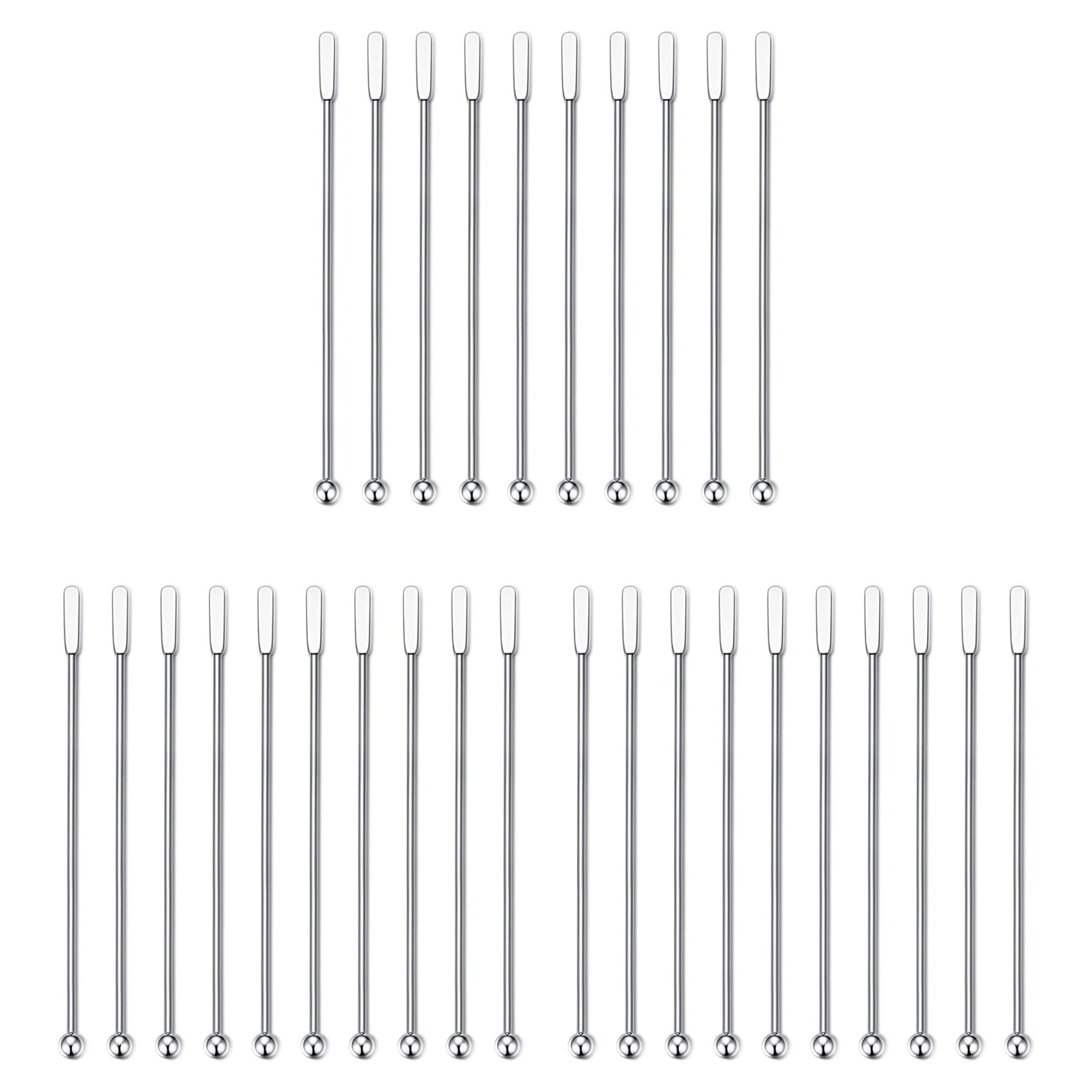 Hndhbfgrt 36Pcs Swizzle Sticks, Premium Stainless Steel Cocktail Beverage Drink Stirrer Stick, Reusable Stir Sticks for Bar