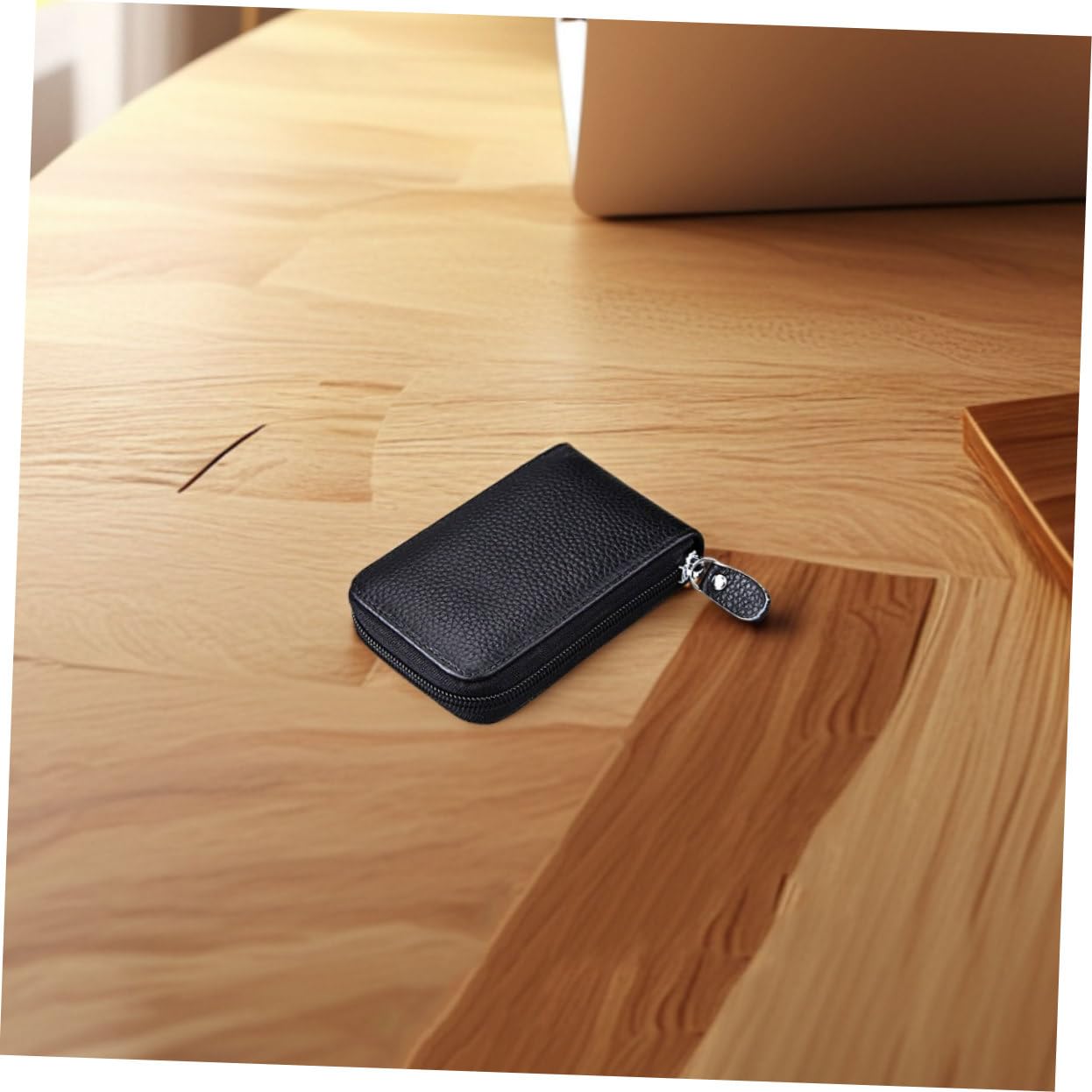 ifundom 2pezzi Porta Carte di Credito in Pelle Sottile di Mucca Organizer per Carte di Credito da Uomo Portafoglio con Cerniera Riutilizzabile e Multiuso