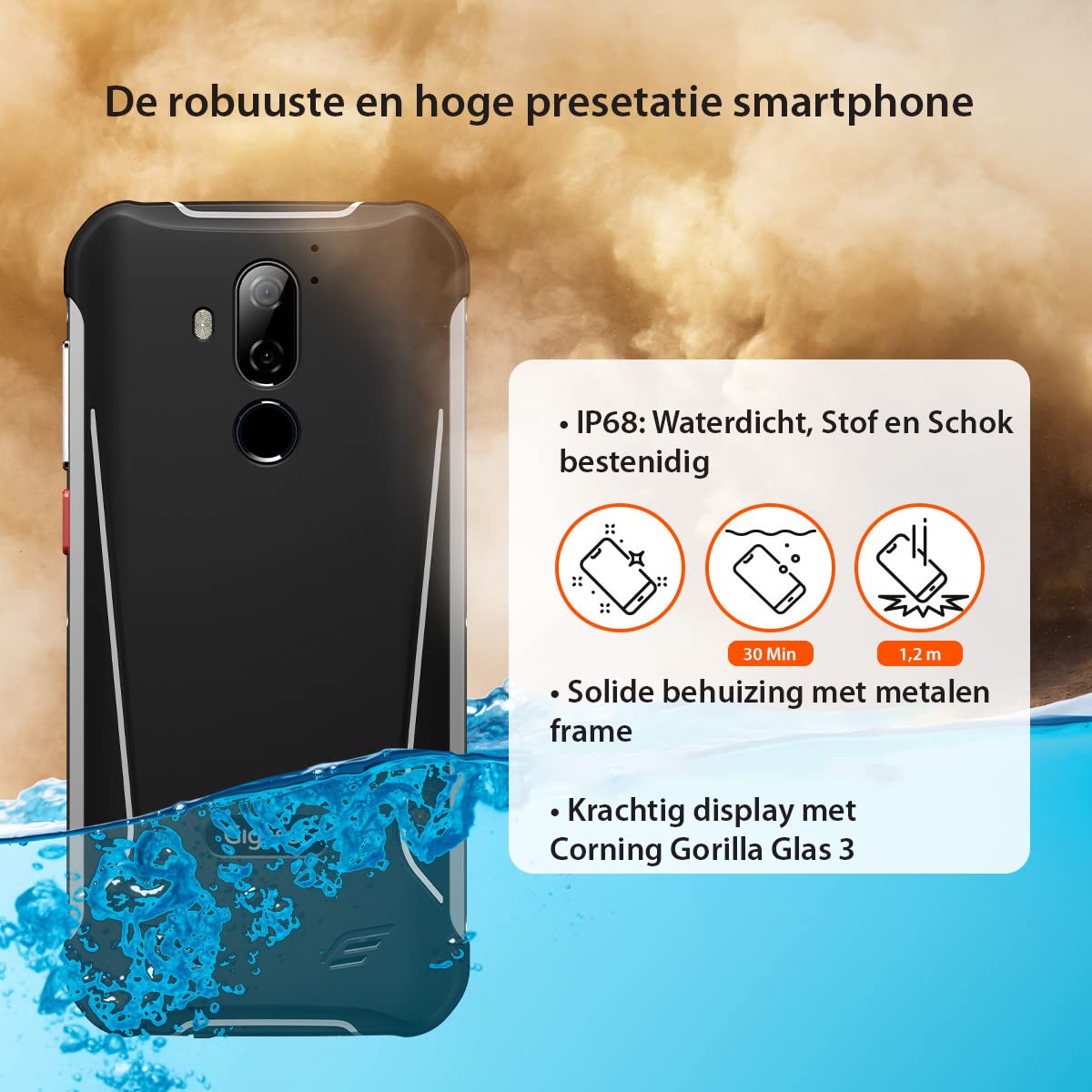 Gigaset GX290 Plus Outdoor Smartphone - wasserdicht IP68, Military Standard 810G - Display Corning Gorilla Glas 3 - 6200mAh Akku, Schnellladefunktion - 64GB+4GB Ram - Android 10, Black/Titanium Grey