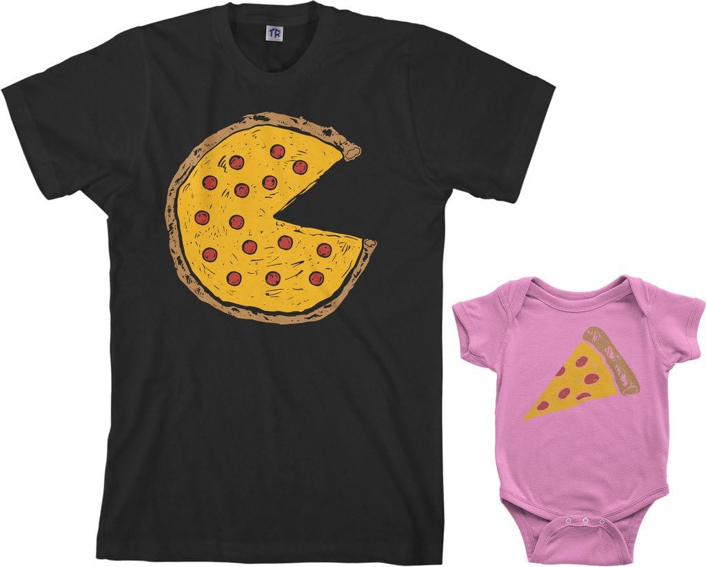 Threadrock Pizza Pie & Slice Infant Bodysuit & Men's T-Shirt Matching Set