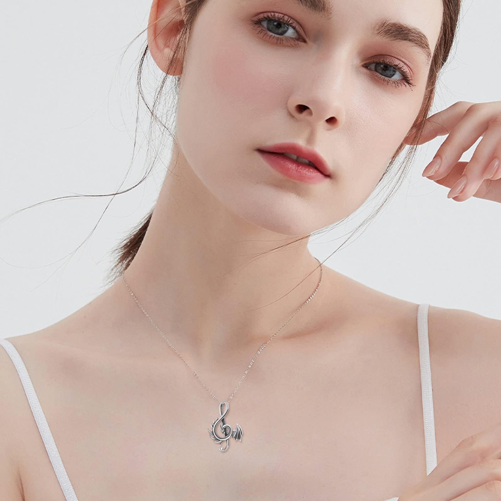 ONEFINITY Halskette 925 Sterling Silber Musik Note Ästhetische Anhänger Kette Vintage Geschenk für Männer Frauen Mädchen Jungen...