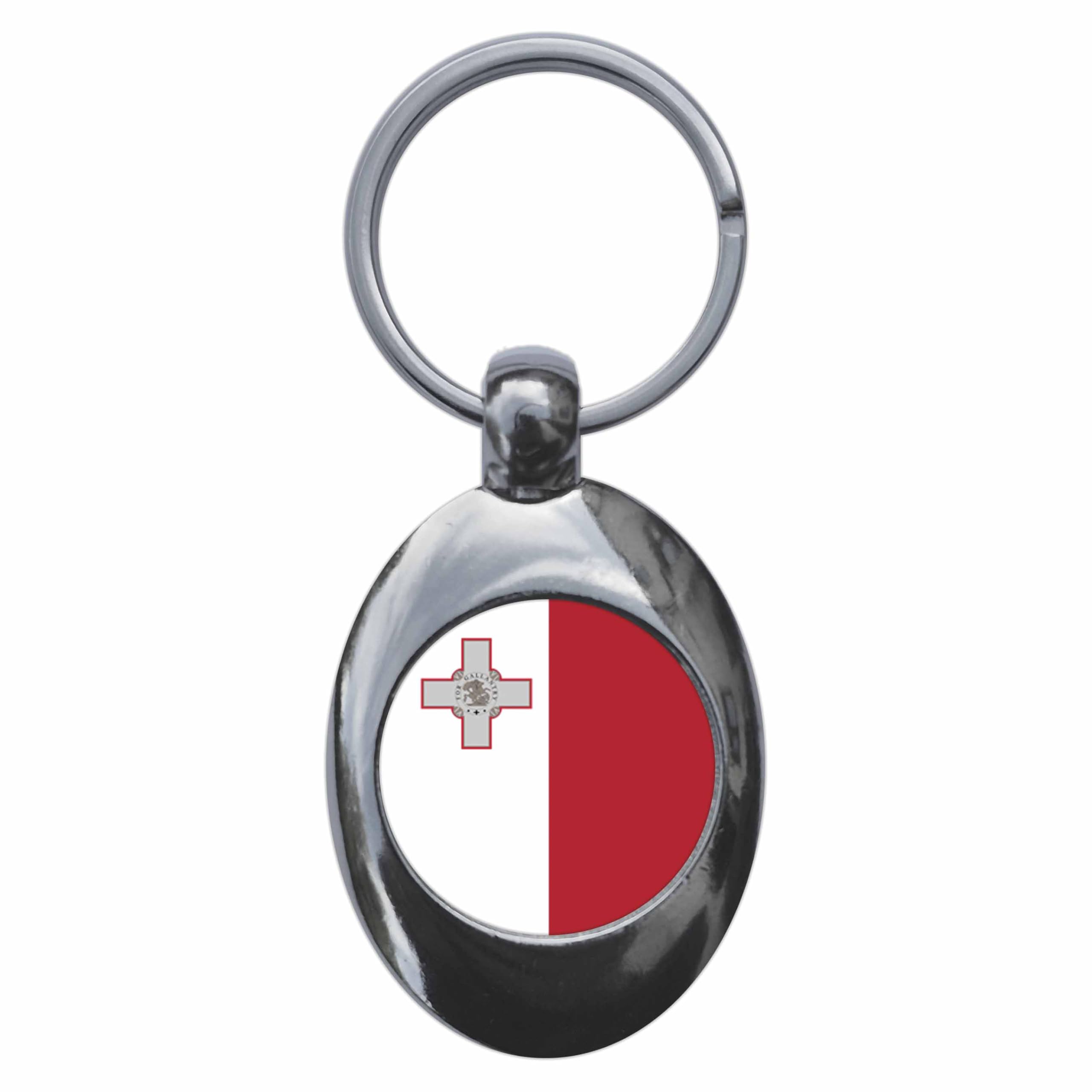 Ozorath Malta National Flag Keyring Keychain Key Ring Chain With Trolley Coin