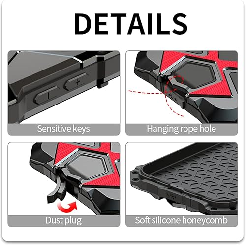 Miniatura 5 de Funda de metal para iPhone 13 Pro a prueba de golpes con aluminio y goma de silicona híbrida de triple capa de protección contra caídas de grado