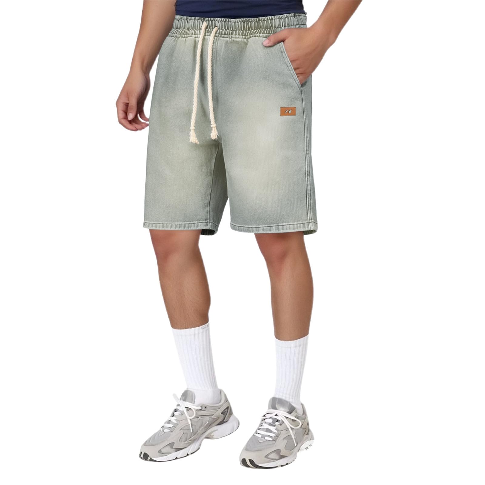 Jeans Shorts Herren Baggy Beach Shorts High Waist Kurze Hose Bequem Freizeithose Mit Taschen Low Waist Boyfriend Jeanshose Breites Bein Locker Schlupfjeans