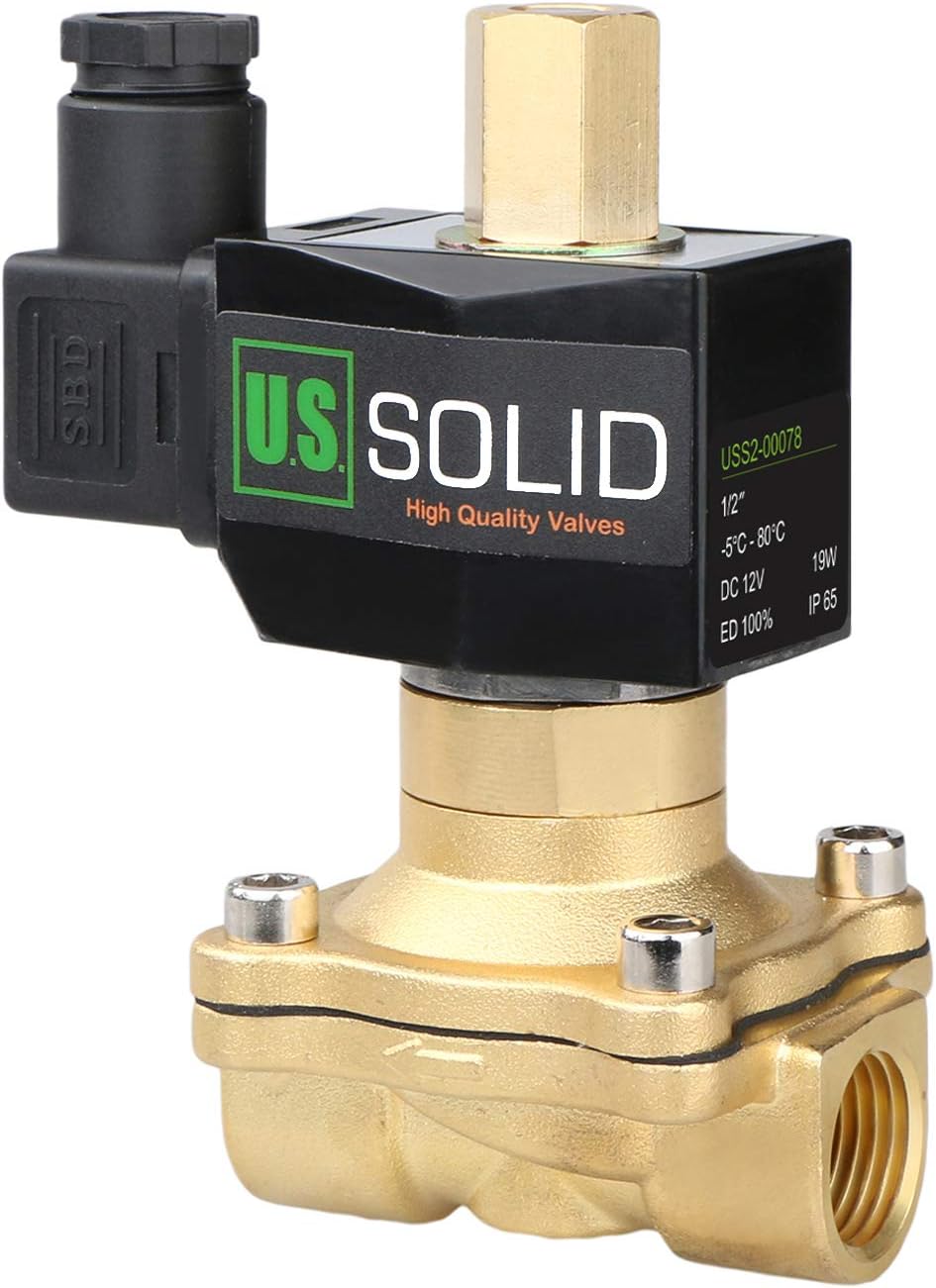 U.S. Solid 1/2" Brass 12V DC Electric Solenoid Valve Normally Open Air Non-potable Water NBR