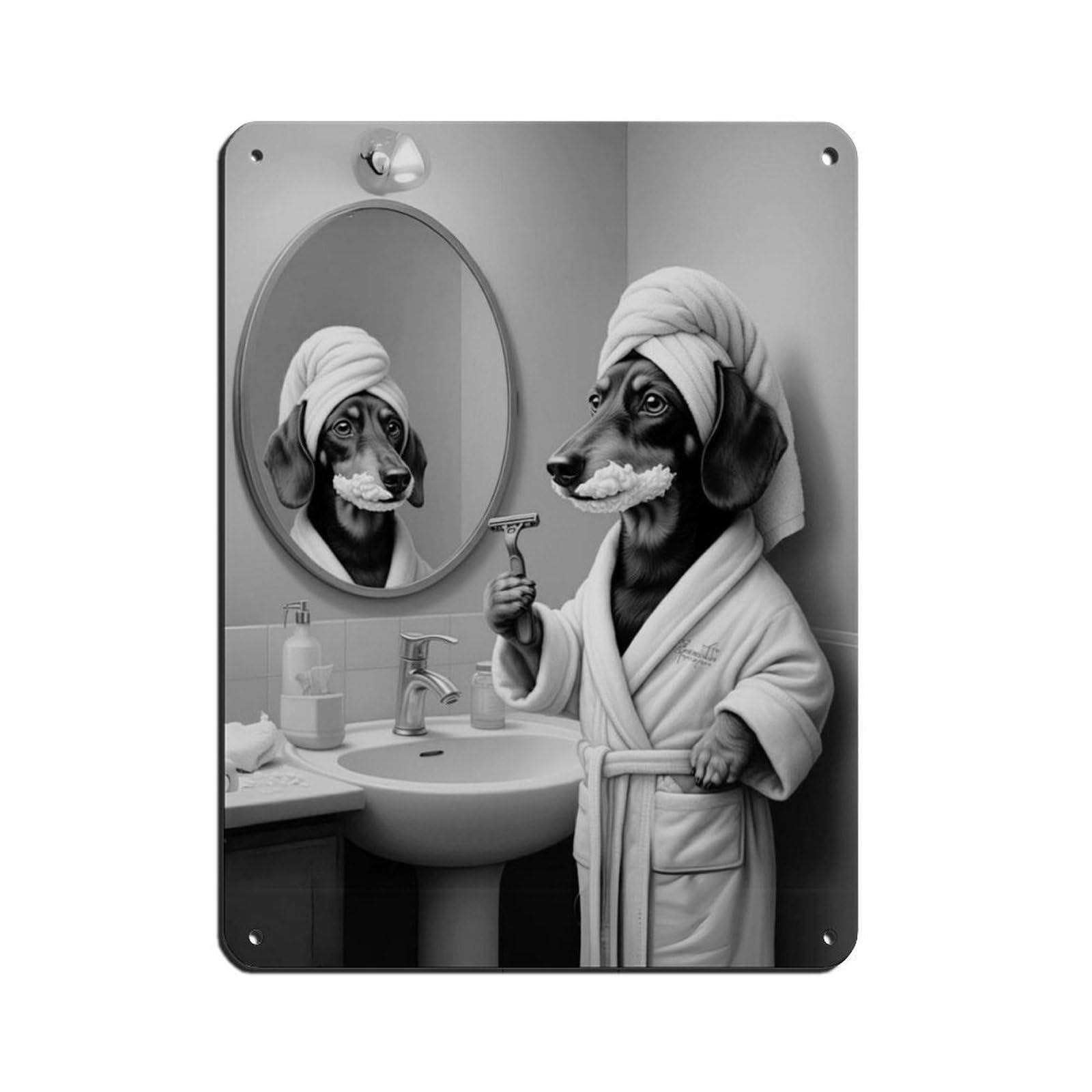 Dachshund Dog Bathroom Art Tin Sign Vintage Metal Pub Club Cafe Bar Home Wall Art Decoration Poster Retro 12x16inch(30x40cm)