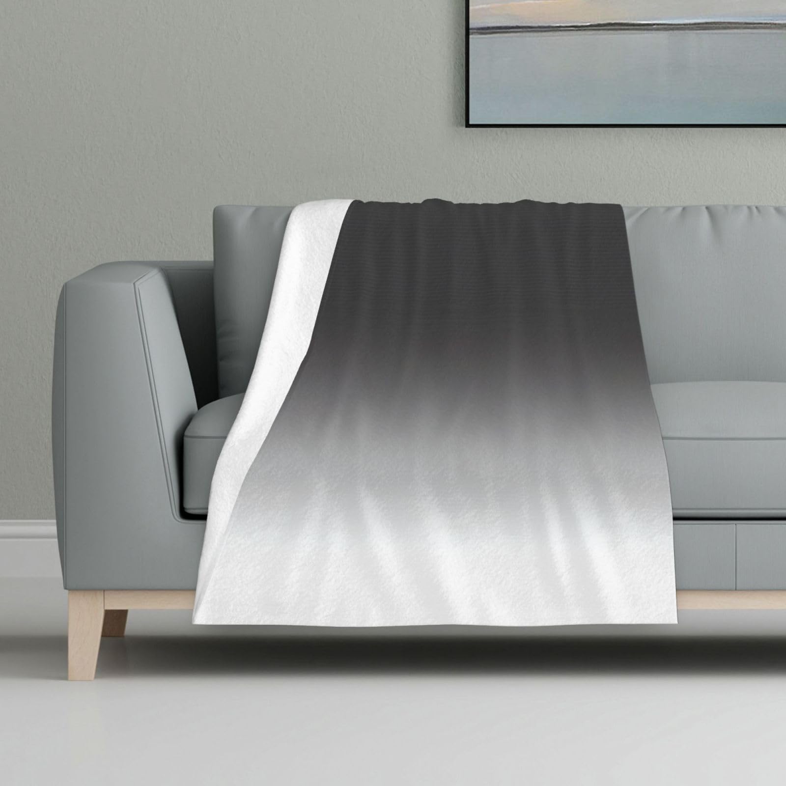 Couverture lit anti-froid en flanelle douce imprimé blanc à noir premium