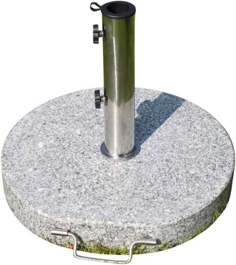 Garden Market PlaceLarge Round Granite Parasol Umbrella Base Weight 30KGS - With Stainless Steel Tube, Handle and Wheels
